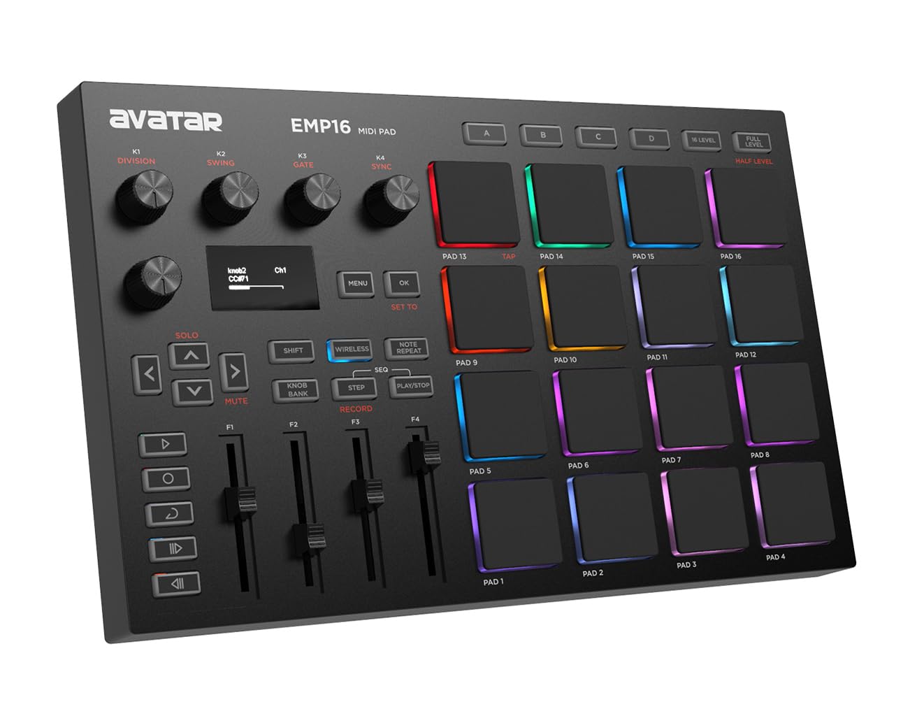 HXW EMP16 MIDI Pad Controller Beat Maker Machine With Bluetooth, 16 RGB Velocity Sensitive Beat Pads, 16 Level, Full/Half Level,