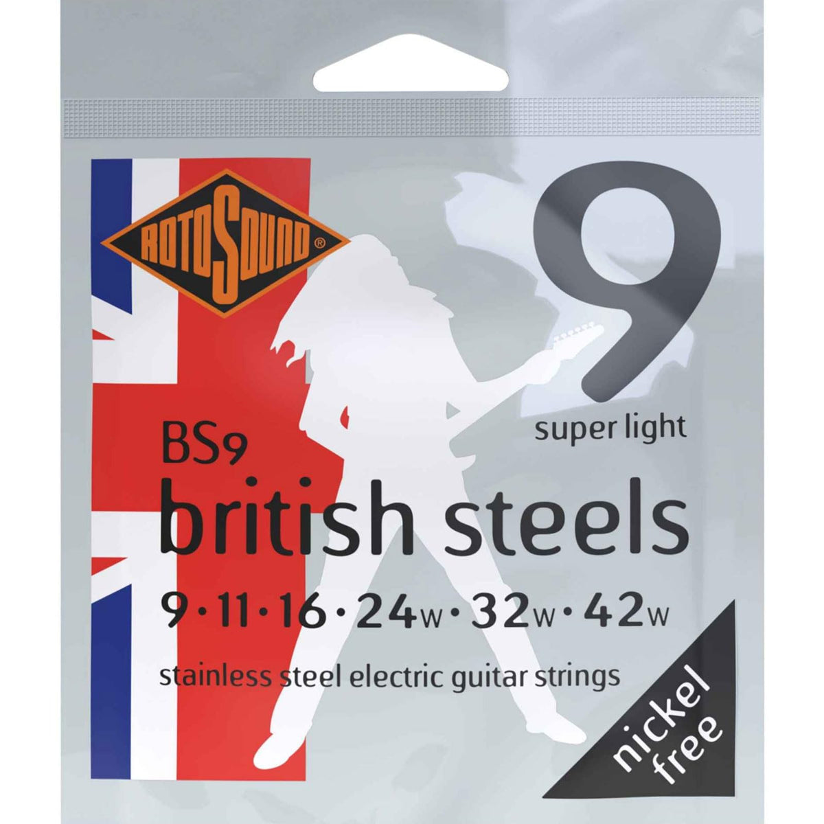 Rotosound Bs9 British Steel Electric Guitar Strings (9-42)