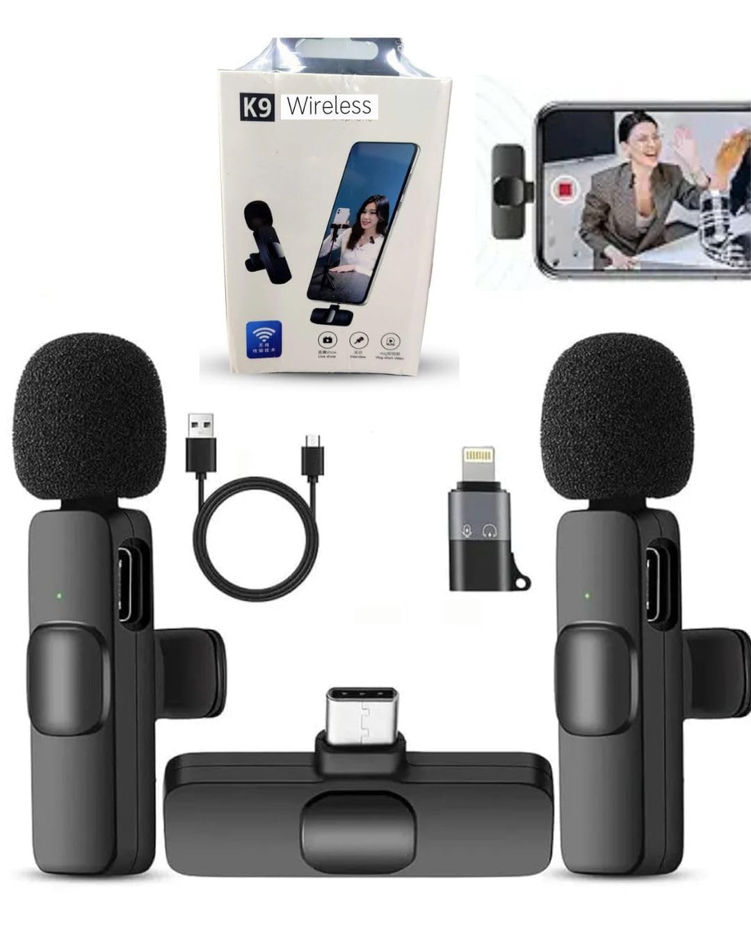 Wireless Lavalier Microphone For Iphone (Pack Of 1), Plug & Play Clip Mic With Noise Cancellation, Lightning Port Wireless Colla