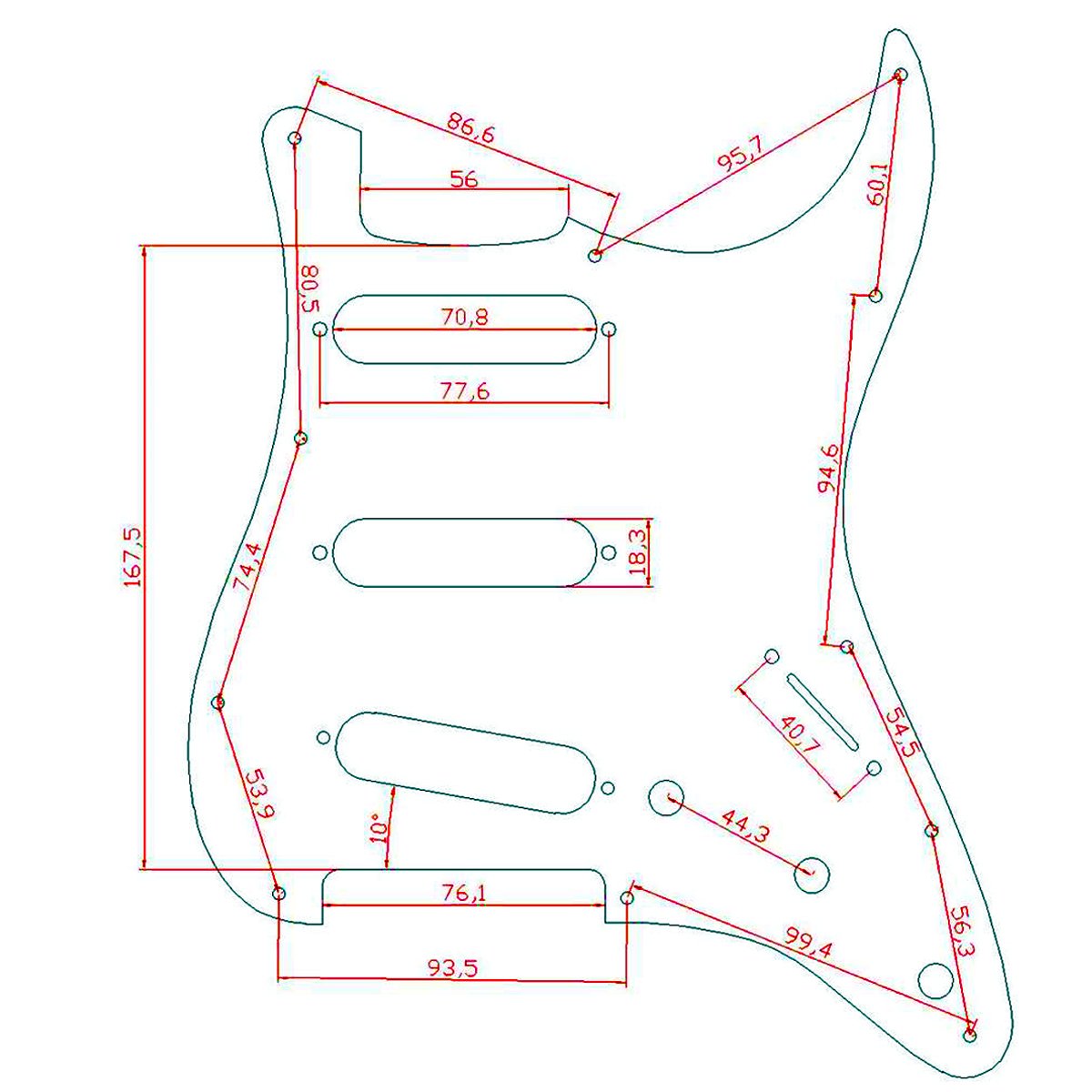 Dopro 11 Hole Vintage 62 Strat ST SSS Single Coil Pickups Guitar Pickguard Scratch Plate with Screws for American FD 62 Stratoca
