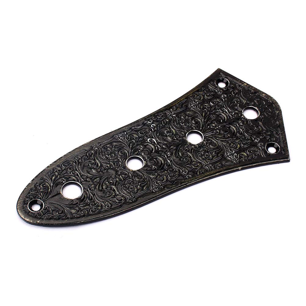 Artibetter 4-Hole Jazz Bass Control Plate Vintage Alloy Jazz Bass Parts (Black)