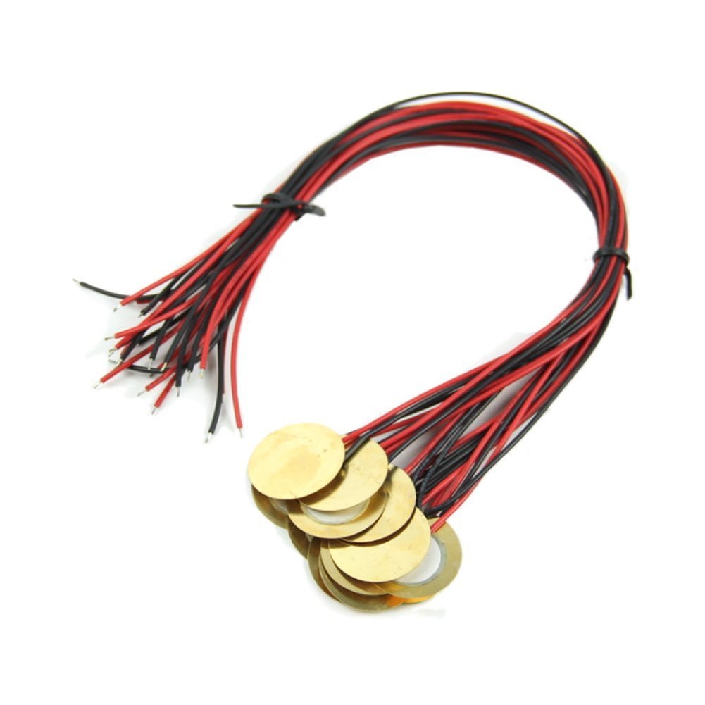 Yqboom 12Pcs 27Mm Piezo Discs With Leads Mic Drum Trigger Acoustic Pickup Cbg Guitar