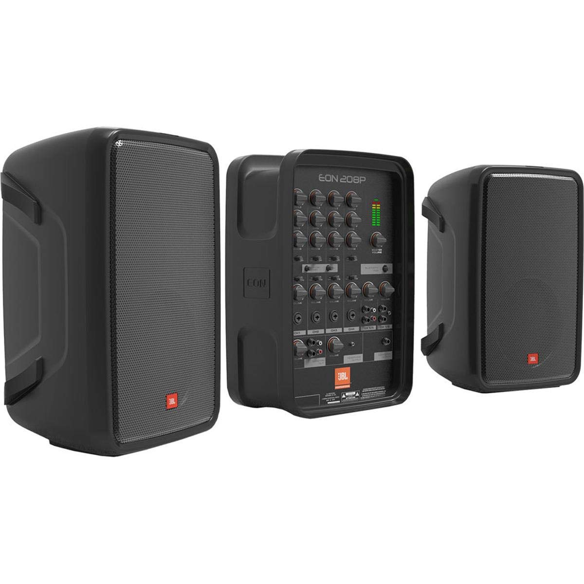 Jbl Professional Eon208P Portable All-In-One Dual Speaker, 2-Way Pa System With Akg Vocal Microphone, 8-Channel Mixer And Blueto