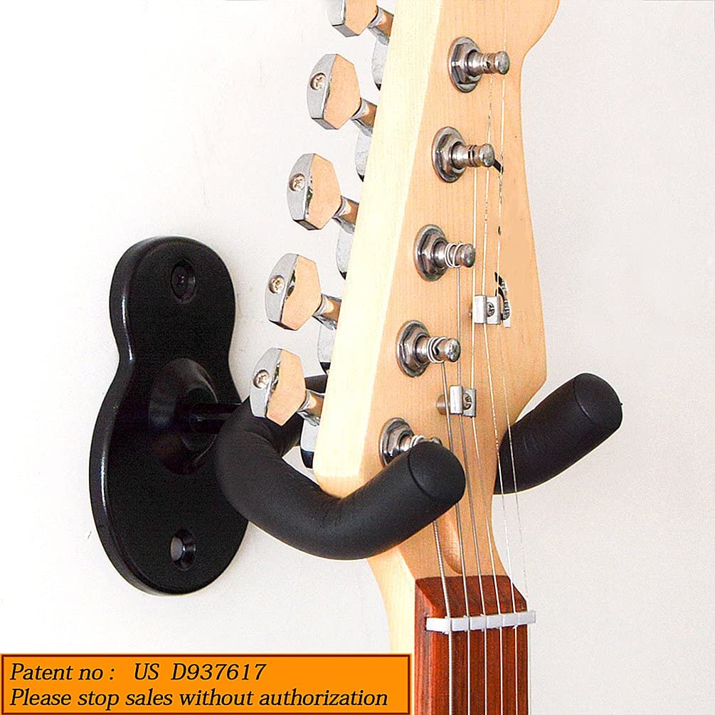 Guitar Wall Mount Hanger Hook Acoustic Electric Bass Guitar Wall Hook Hanger Black Metal Holder Hanger for All Size Guitars
