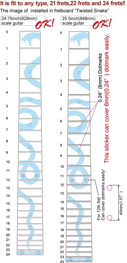 Jockomo Twisted Snake Guitar Inlay Sticker