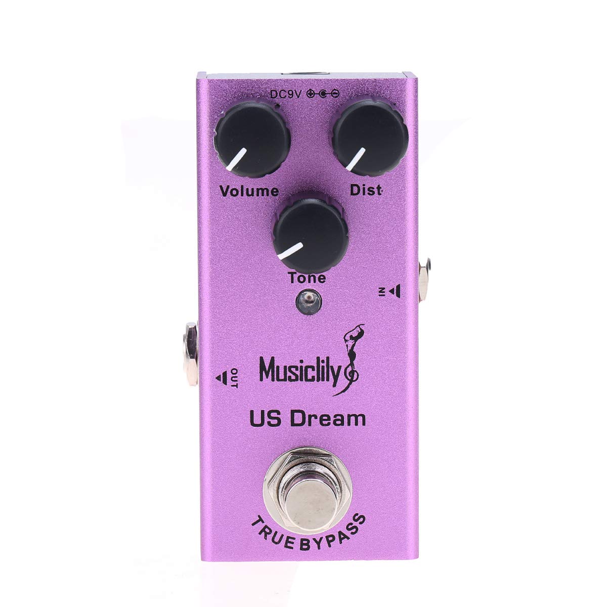 Musiclily Basic Mini Electric Guitar Effects Pedal DC 9V Adapter Powered True Bypass, US Dream Distortion