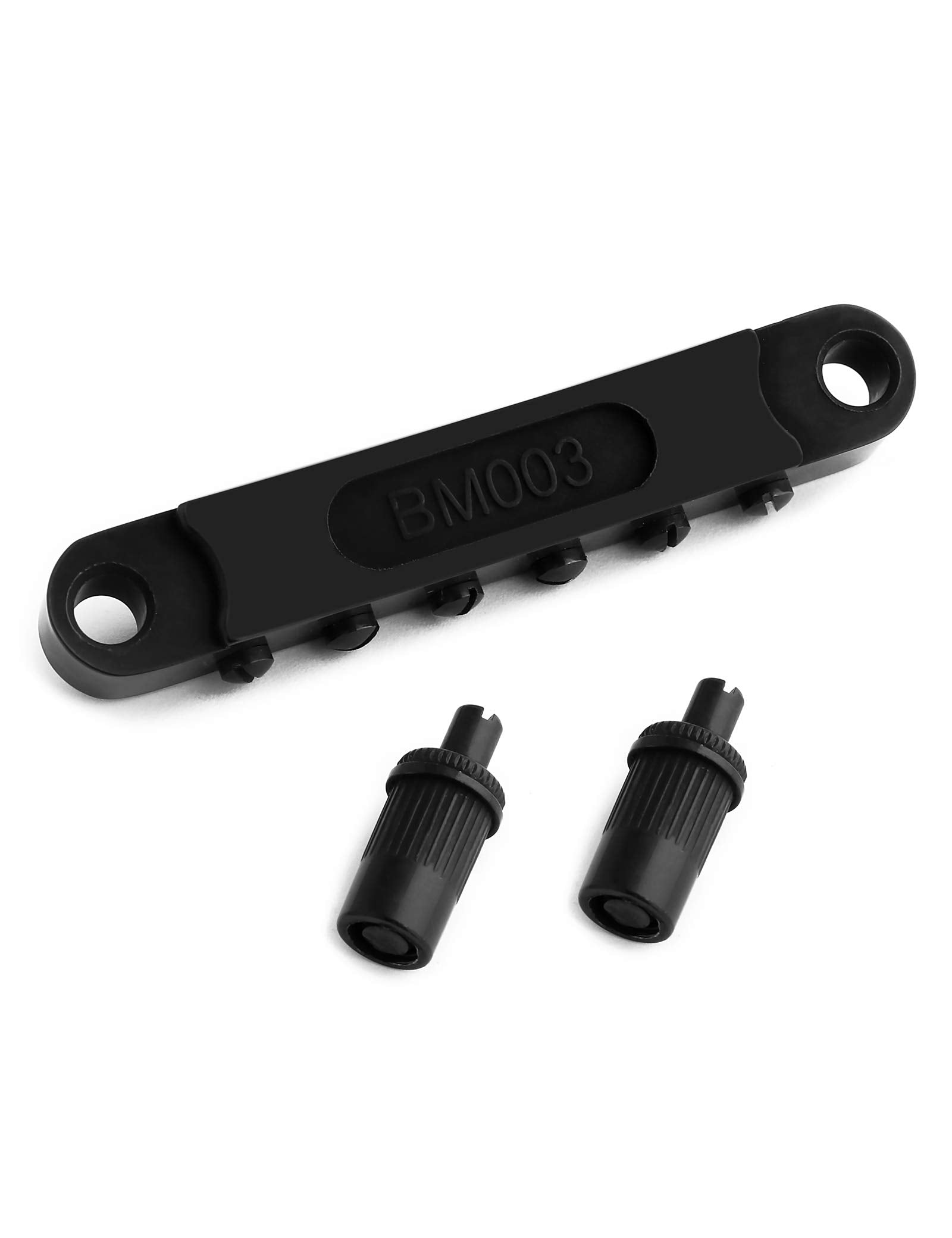 Holmer Tune-O-Matic Style Guitar Bridge Roller Saddles 6 String Black Plated Compatible with LP Les Paul SG Style Electric Guita