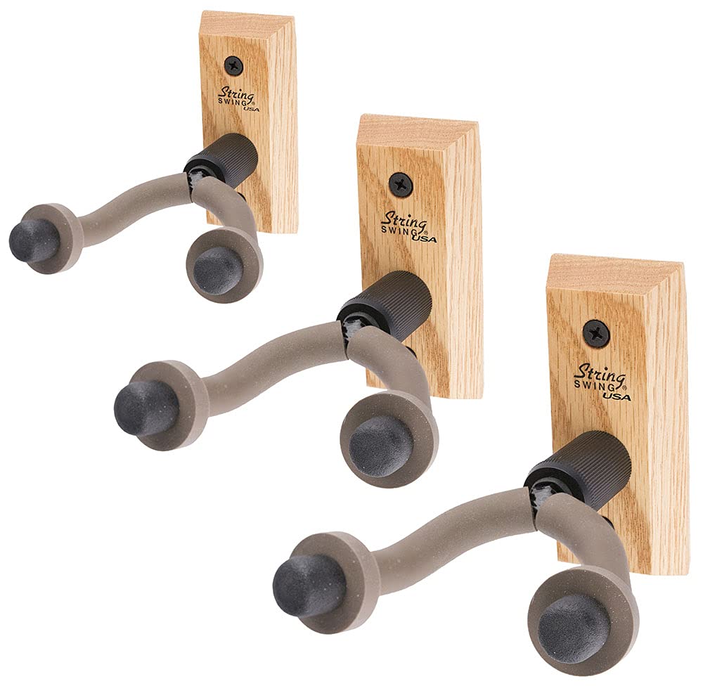 String Swing Wall Mount Guitar Hangers Oak (3 Pack) Cc01-O