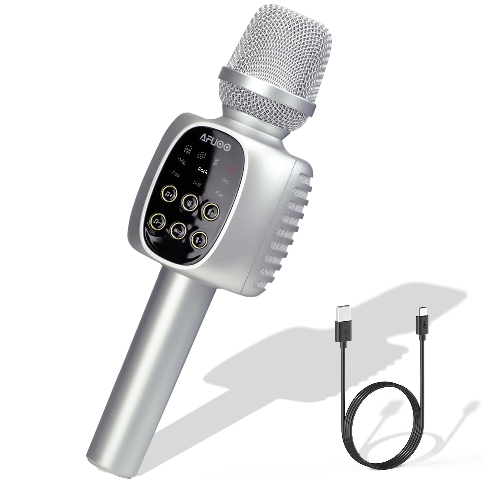 AFUOO Wireless Bluetooth Karaoke Microphone Speaker for Adults Kids, Mic with Stereo Speaker for Smartphone PC, Duet Mode Blueto