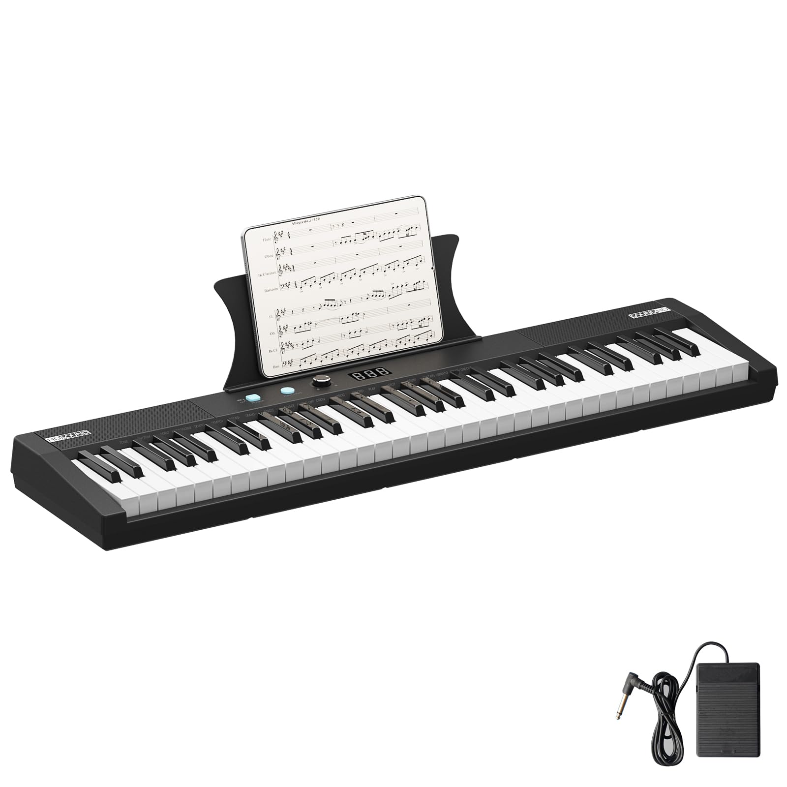 Senfot 61 Key Portable Electric Keyboard Piano with Keys, Power Adapter, Built-In Speakers, Headphones, Perfect for Beginners an