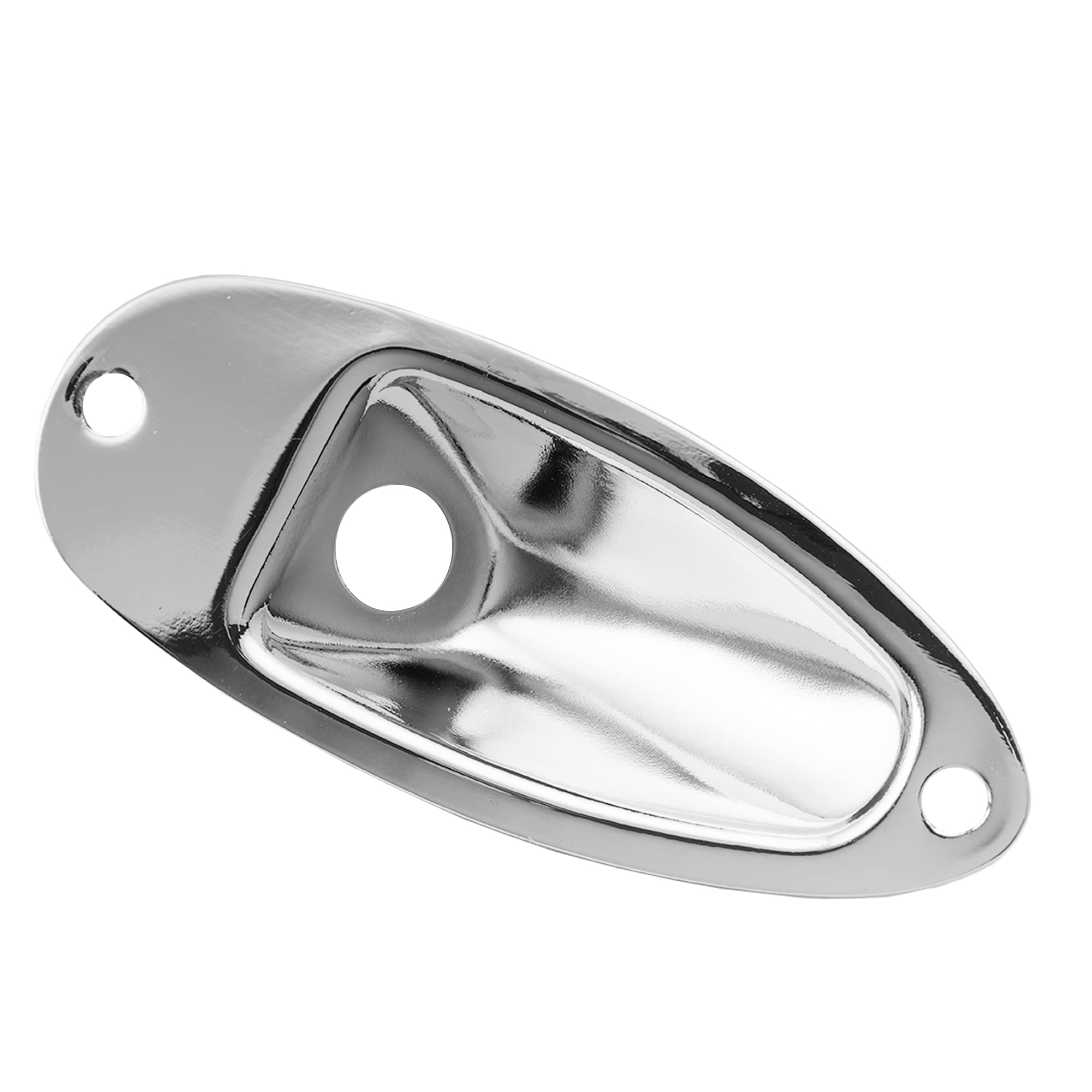 Musiclily Boat Style Strat Jack Plate for Fender Stratocaster Electric Guitar Replacement, Chrome(Pack of 2)