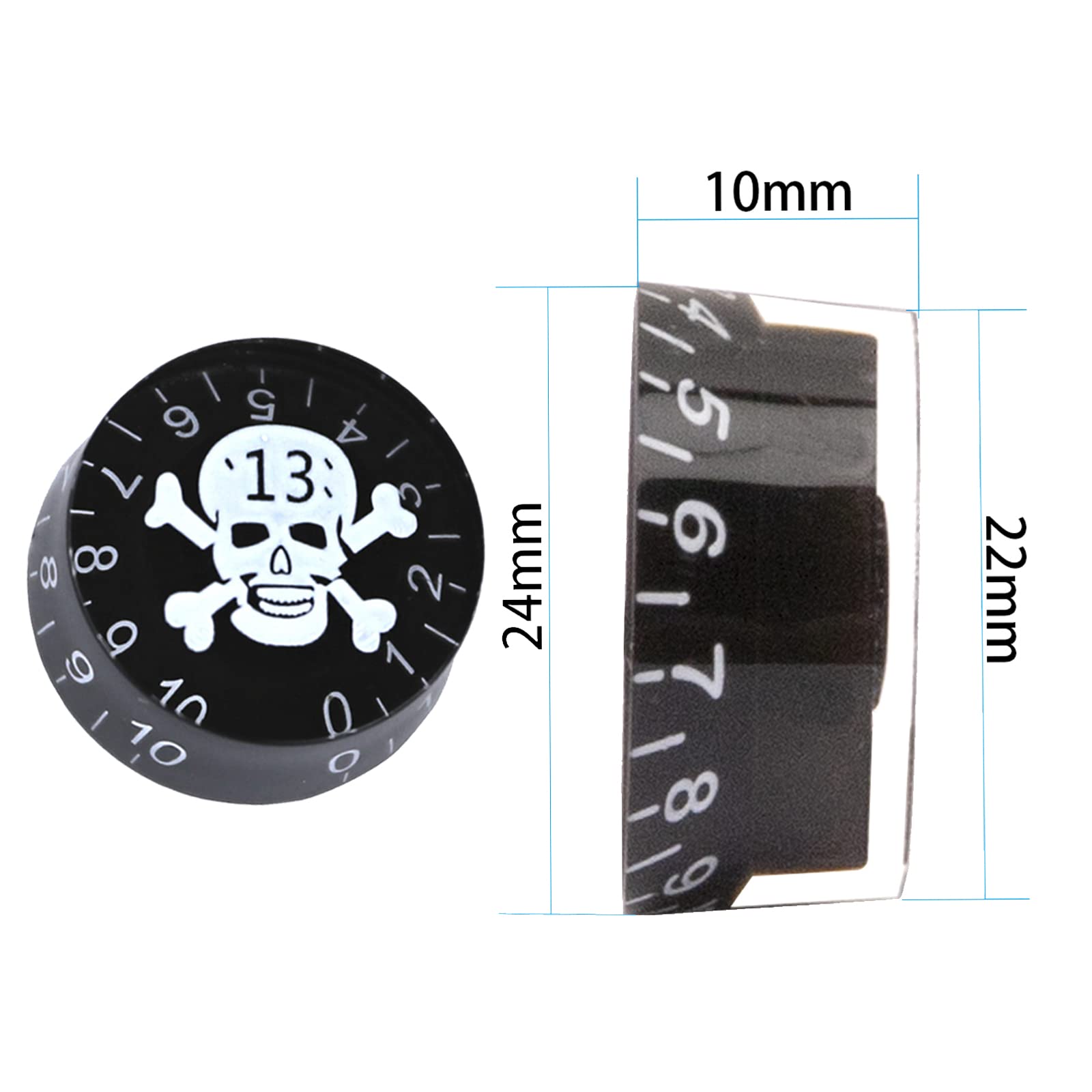 Yootones 5Pack Skull Head Guitar Speed Control Knobs Tone Volume Buttons Compatible with LP Les Paul SG Electric Guitar Bass (Wh