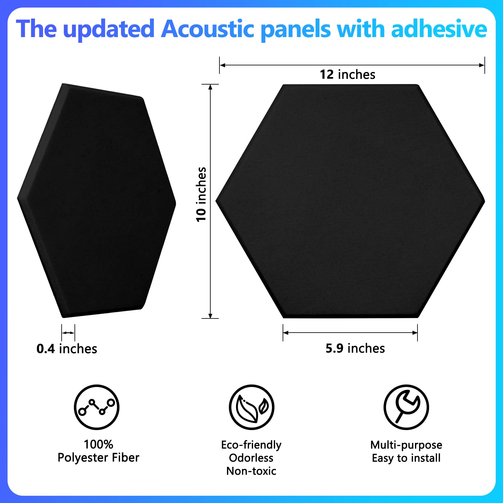 18 Pack Acoustic Panels-12''X10''X 0.4'' Self-Adhesive Soundproof Wall Panels High-Density Sound Absorbing Panel Acoustic Treatm