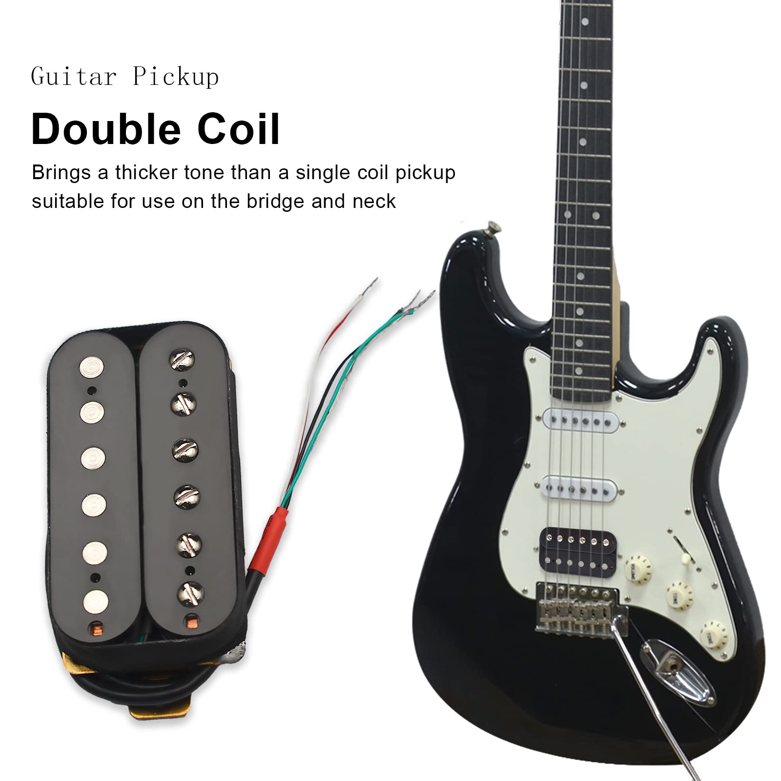 SAPHUE Electric Guitar Humbucker Pickups Double Coil Guitar Bridge Pickup & Neck Pickups Set (Black)