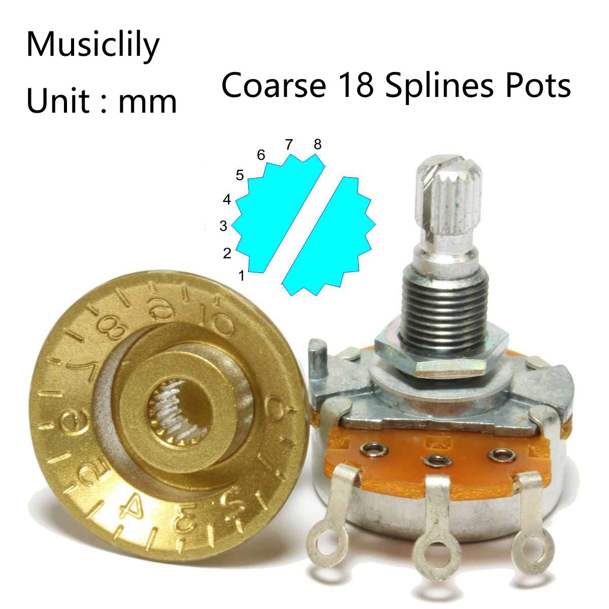 Musiclily Pro Metric Size 18 Splines Guitar Bell Top Hat Knobs for Epiphone Les Paul SG Style, Silver (Set of 4)