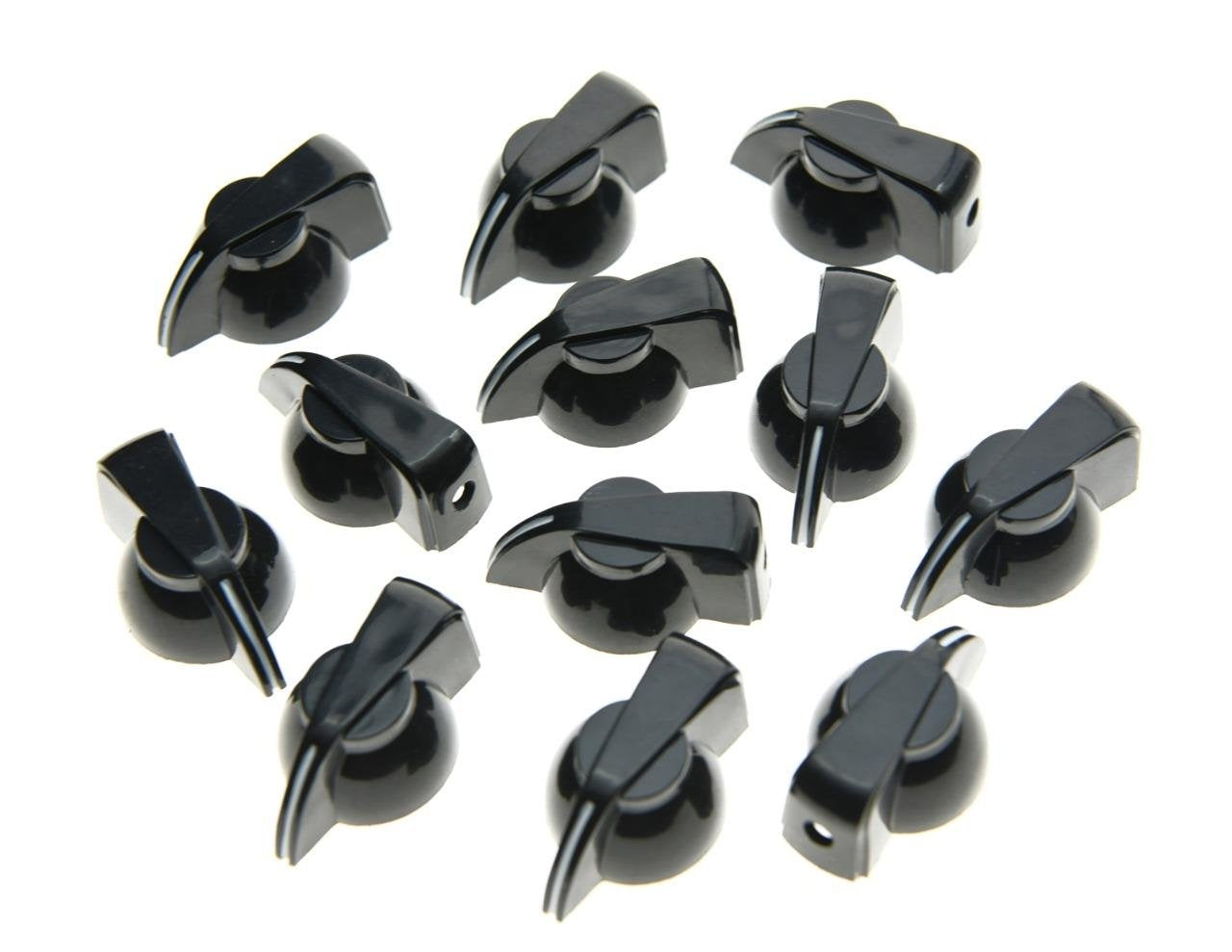 Kaish 12Pcs Flat Top Guitar Amplifier Knobs Effect Pedal Knob Chicken-Head Knobs Black