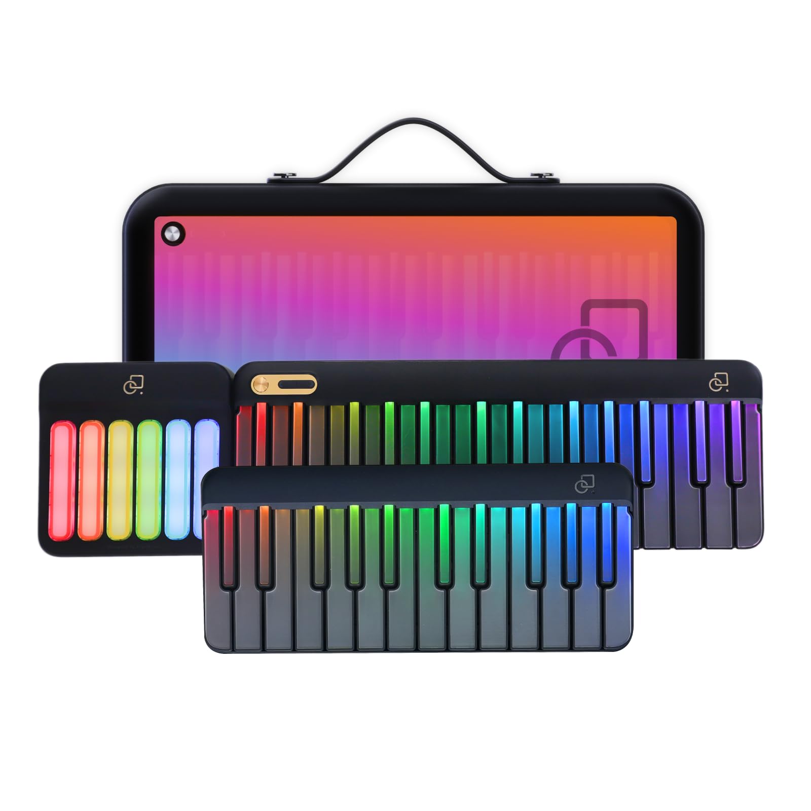 Popupiano Smart Piano Keyboard,59-Key Digital Piano for Beginners,Rainbow LED Lights&Free Apps,256 Voices,100+ Auto Chords,MIDI 