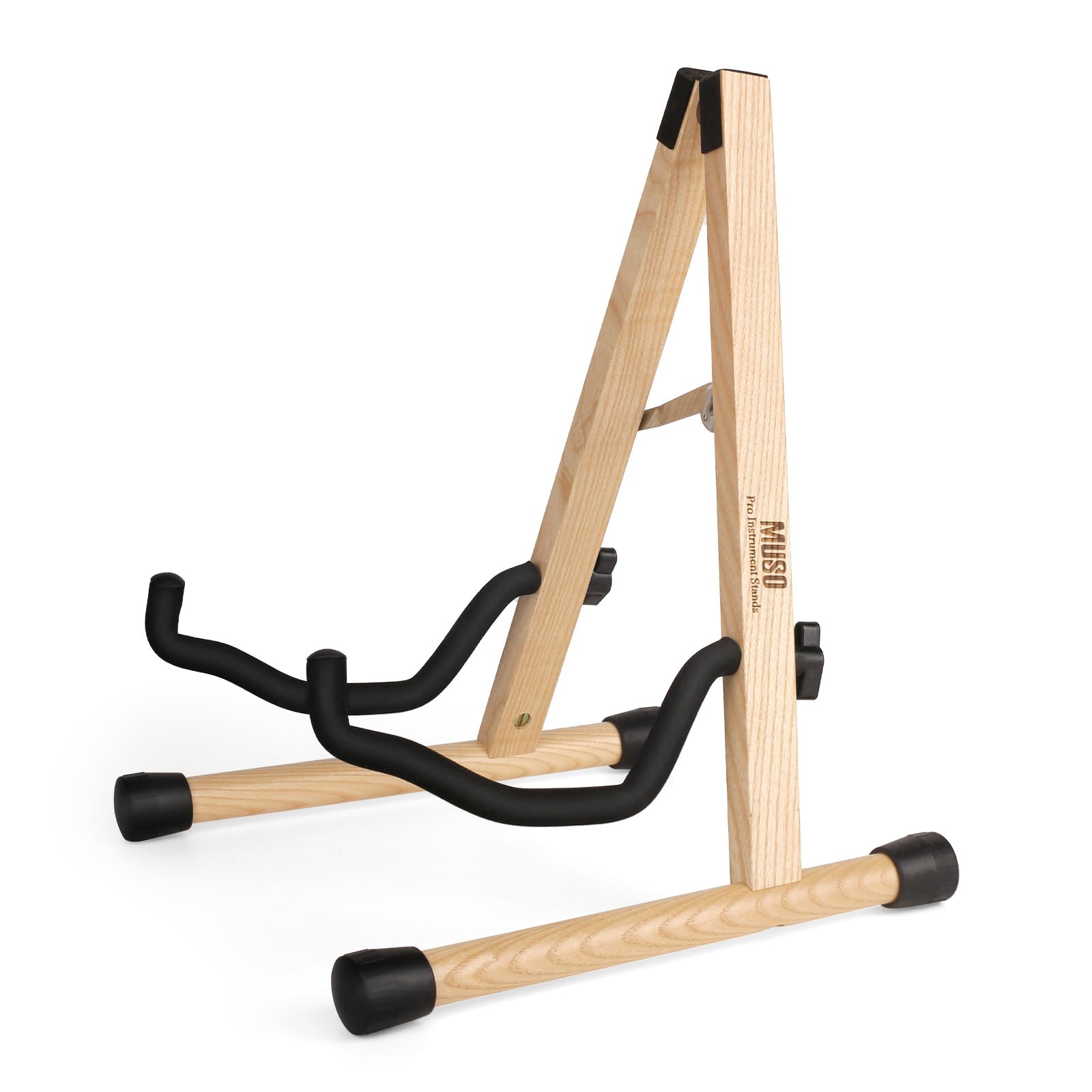 Muso Natural Wood Guitar Stand, A-Frame Folding Holder, Easy Assembly And Portable, For Guitar,Bass,Ukulele,Banjo,Cello,Mandolin