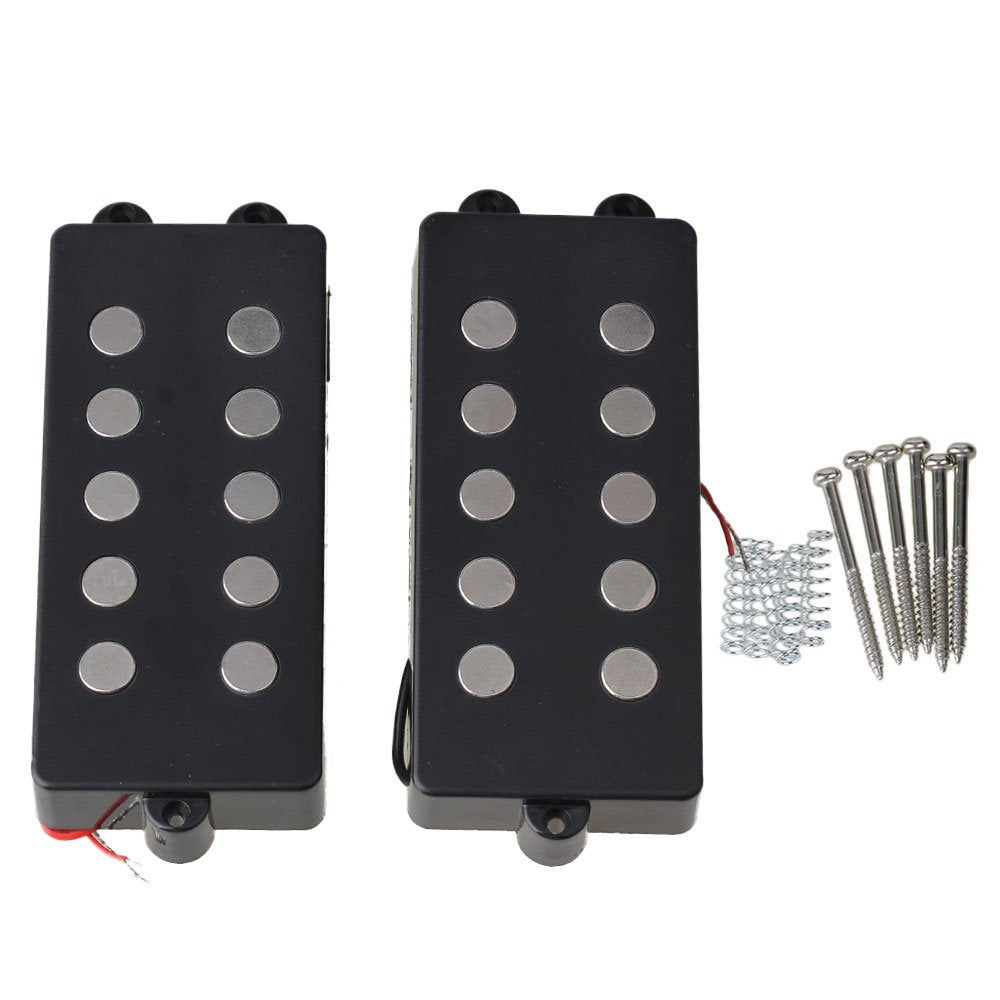 Bqlzr Black Ceramic Magnet 5 String M Bass Humbucker Double Coil Pickup For Bass Guitar And Bass Replacement Pack Of 2 4.13X1.77