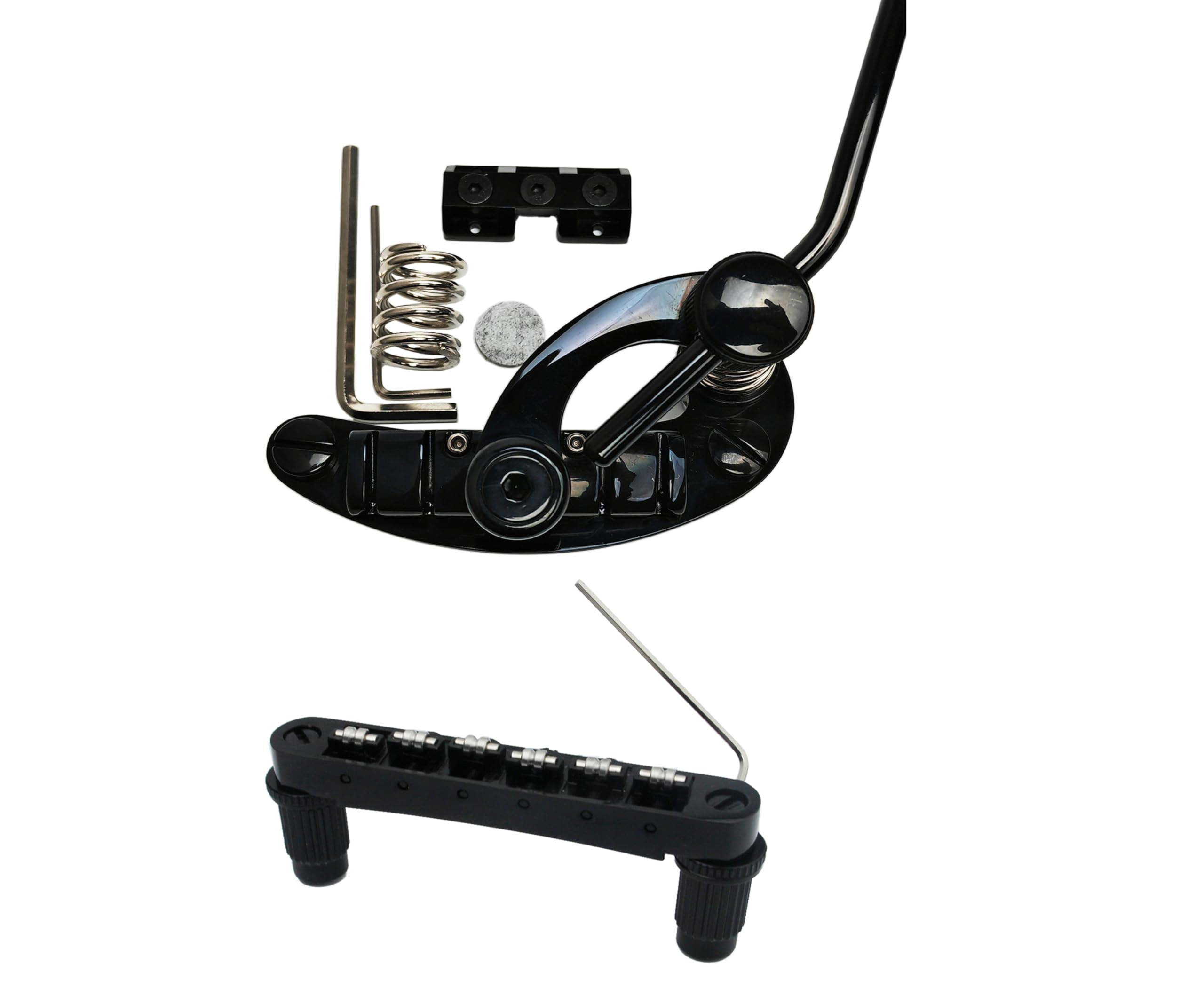 Guyker Guitar Bridge Stop Bar Tailpiece Tremolo TM85-S and GM005 Tune-O-Matic Roller Saddle Bridge Combo Replacement Part Compat