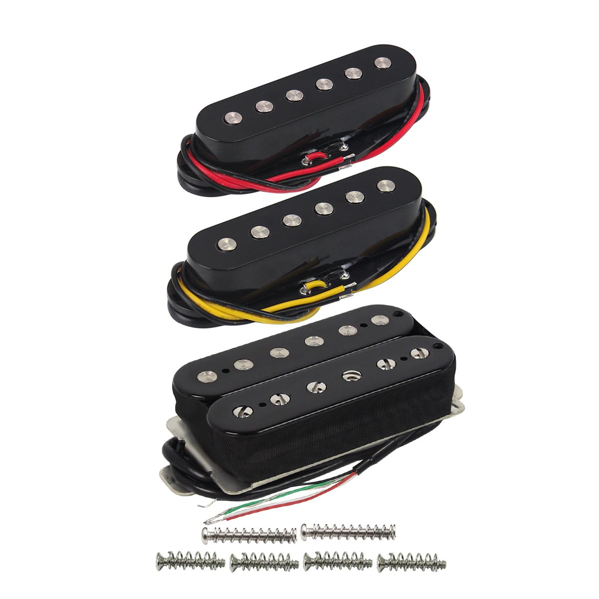 FLEOR 3pcs Ceramic Guitar Pickup HSS Humbucker Pickup Set Black Fit ST Style Electric Guitar Part