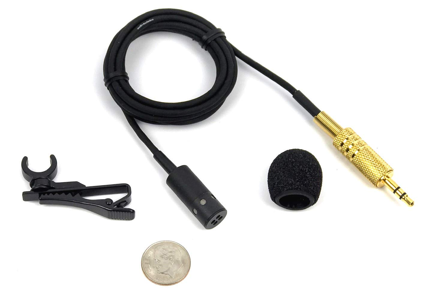 Audio-Technica AT831-SP Uni-Directional (Cardioid) Lapel Microphone with 3.5mm (1/8) miniplug Rotating Clip and windscreen, 48 C