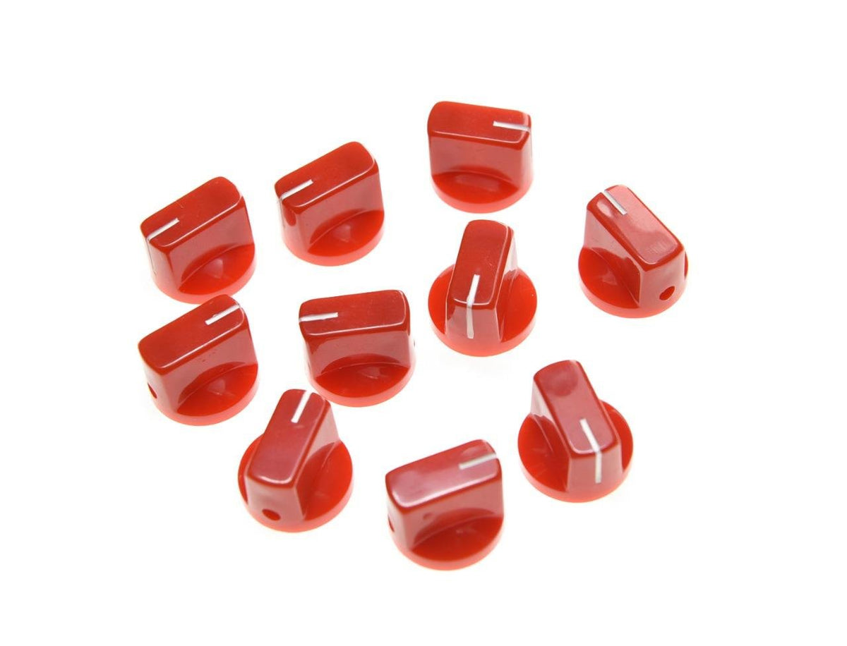 Kaish 10Pcs Guitar Amp Effect Pedal Knobs Pointer Knob With Set Screw Red