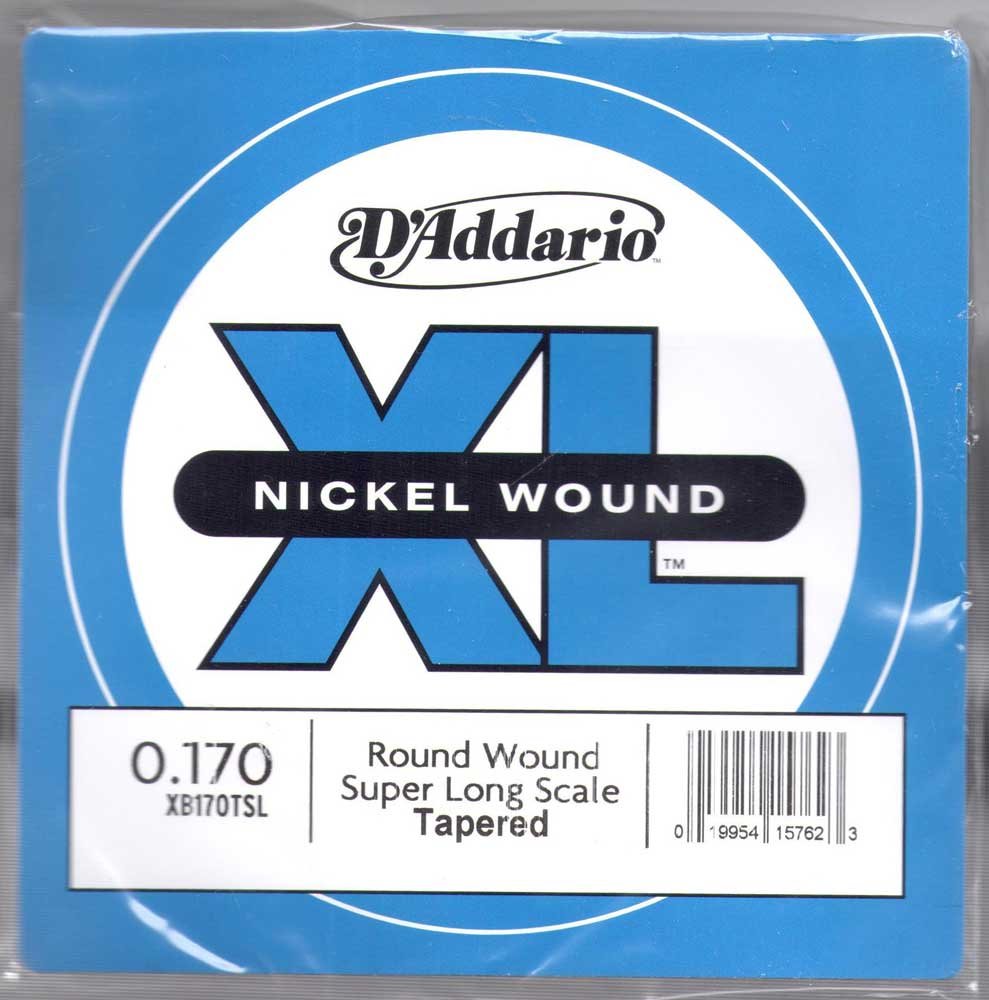 DAddario Xb170Tsl Nickel Wound Bass Guitar Single String, Super Long Scale.170, Tapered