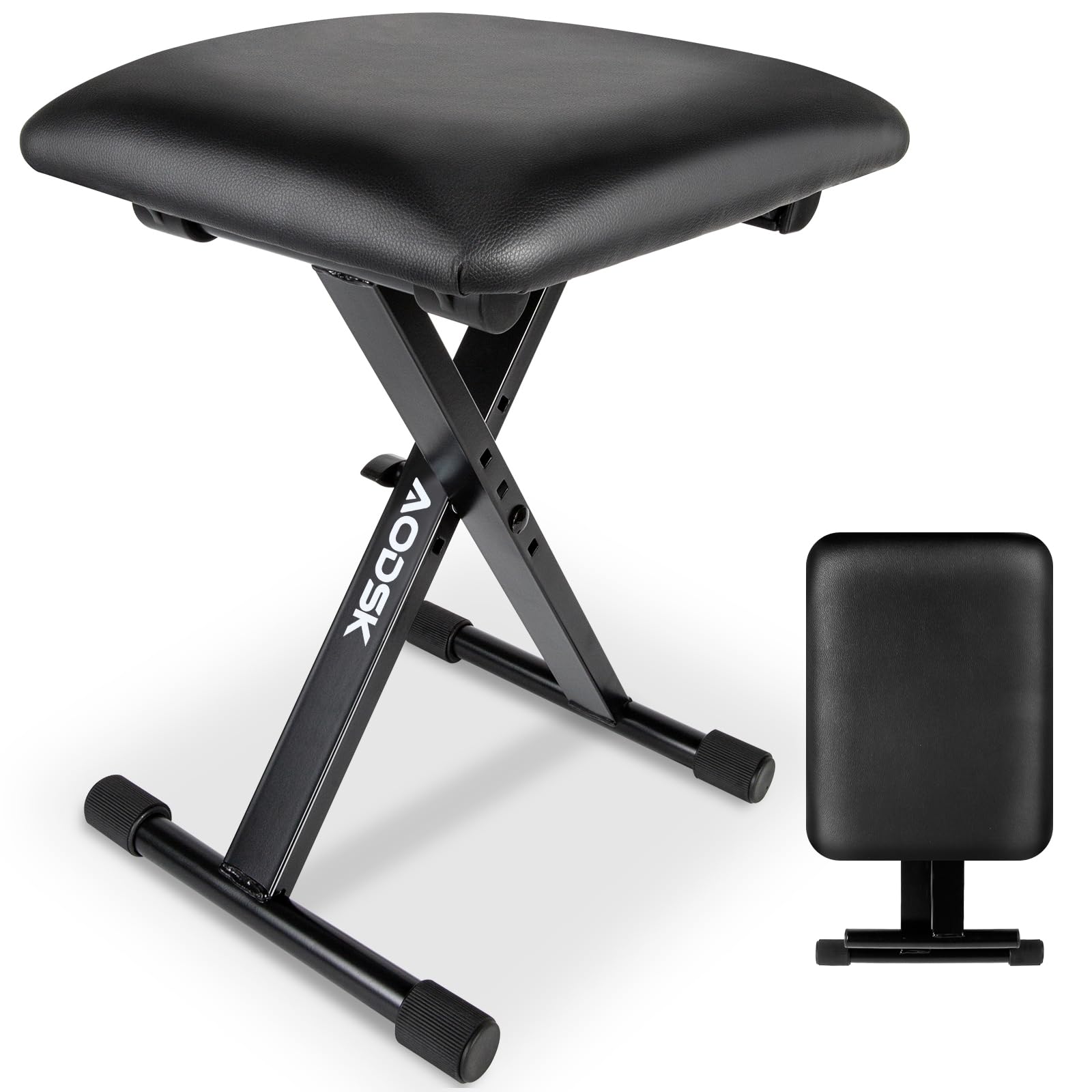 AODSK Keyboard Bench X-Style Cushion Padded,Piano Bench Adjustable Collapsible Stool Chair Seat,Flame Retardant Cotton,Non-Skid 