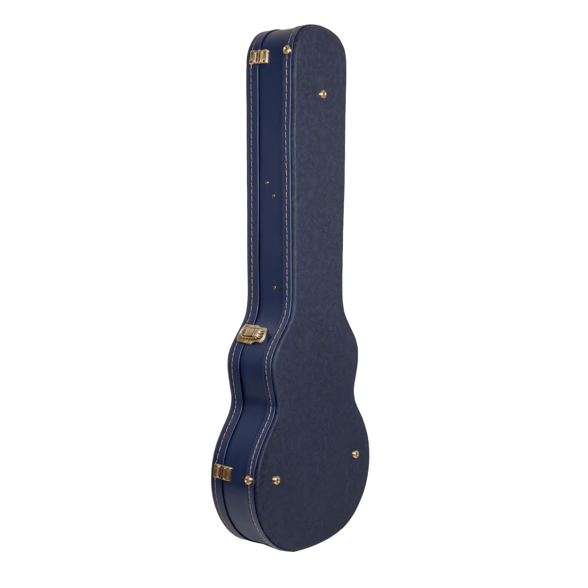 Crossrock Relief Series Les Paul Guitar Case for Single-Cut Electric Guitars | Carved Ocean Blue Finish, Deep Scarlett Velvet In