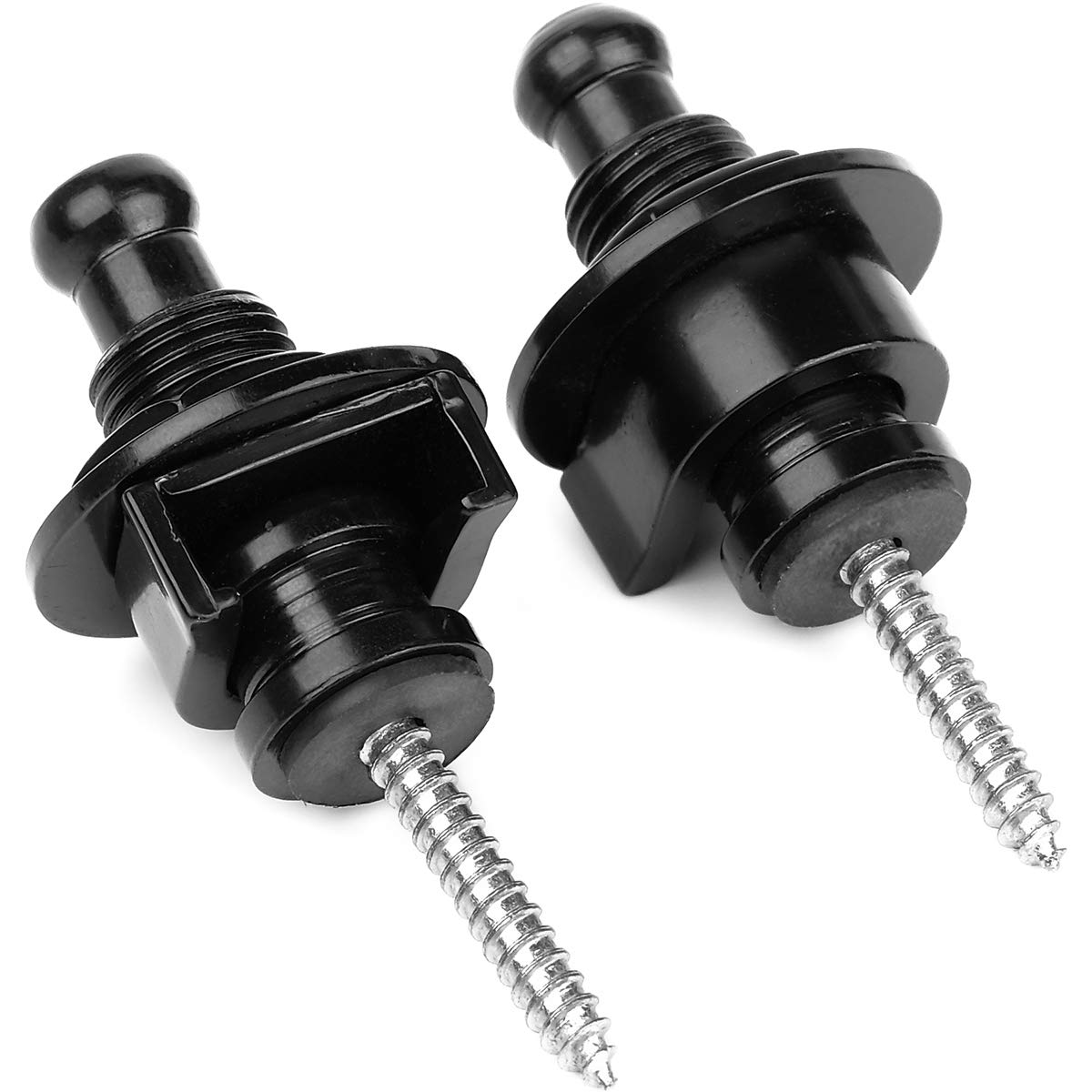 Eison Guitar Strap Locks And Buttons Security Quick Release Straplocks Strap Retainer System Nickel (2 Pieces Pack) (Black)