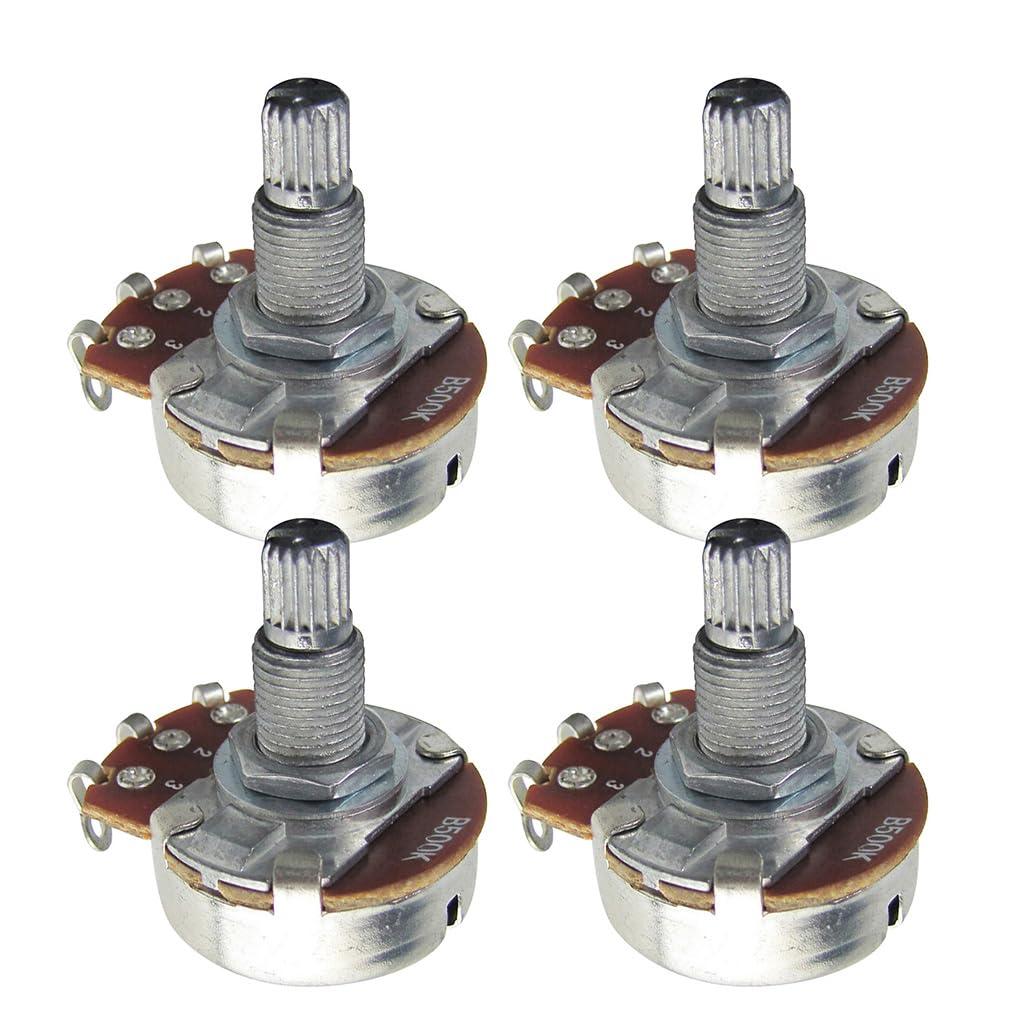 Fleor 4Pcs Full Size Guitar Tone Pot 18Mm Shaft Linear Taper Potentiometer B500K