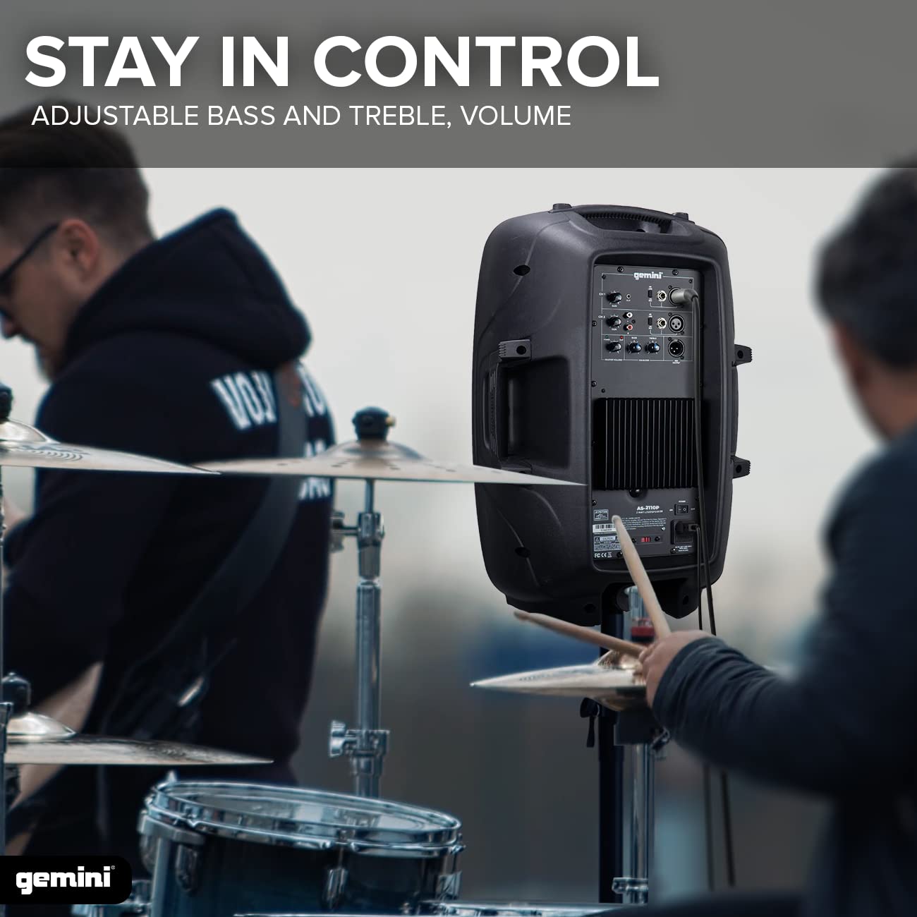 Gemini Sound AS-2110P Amplified 2-Channel PA DJ Monitor System, 10'' Inch Woofer 1000W Watts Power Speakers with XLR Input/Outpu