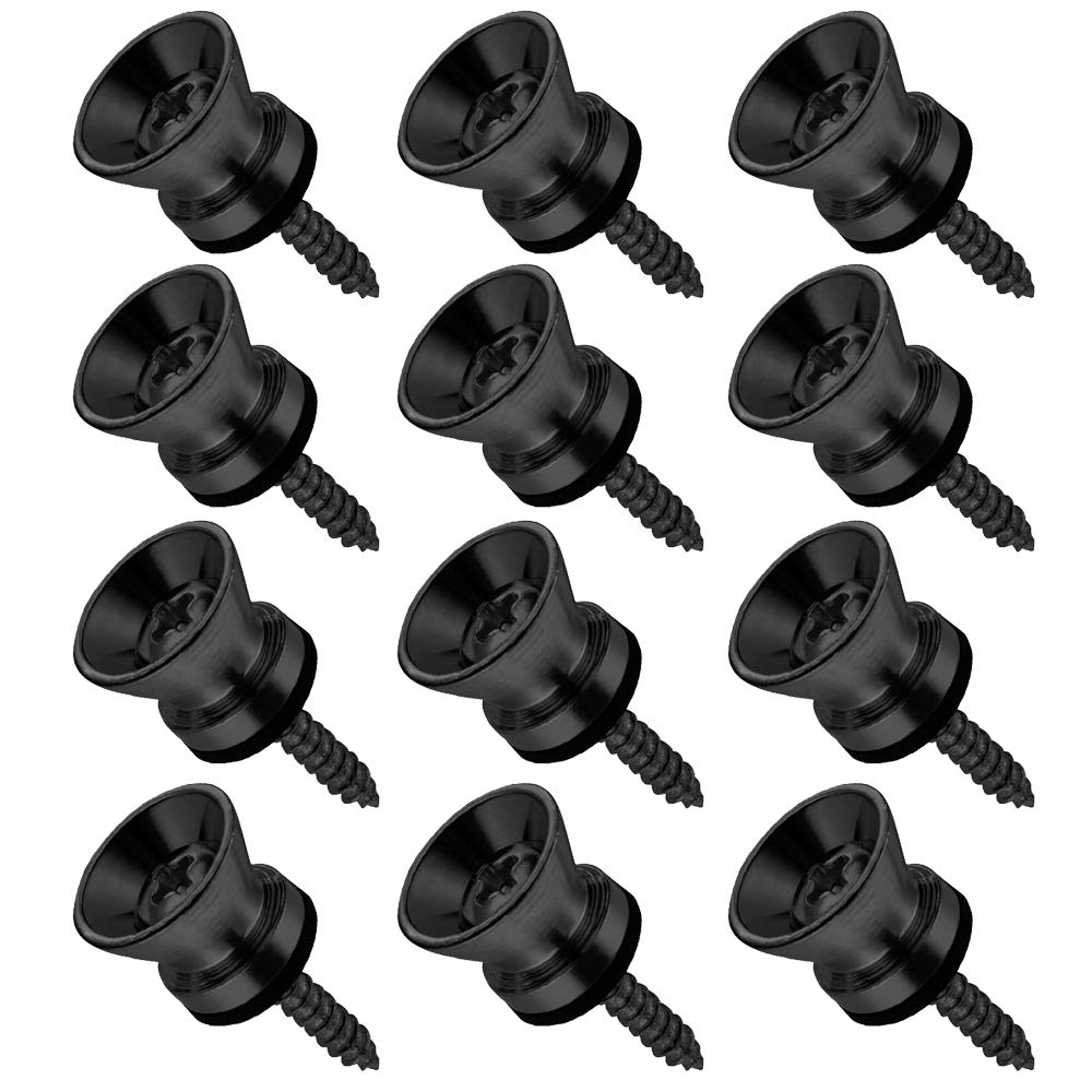 12Pcs Guitar Strap Locks Metal Strap Buttons Metal End Pins Flat Head For Acoustic Classical Electric Guitar Bass Ukulele(Pack O