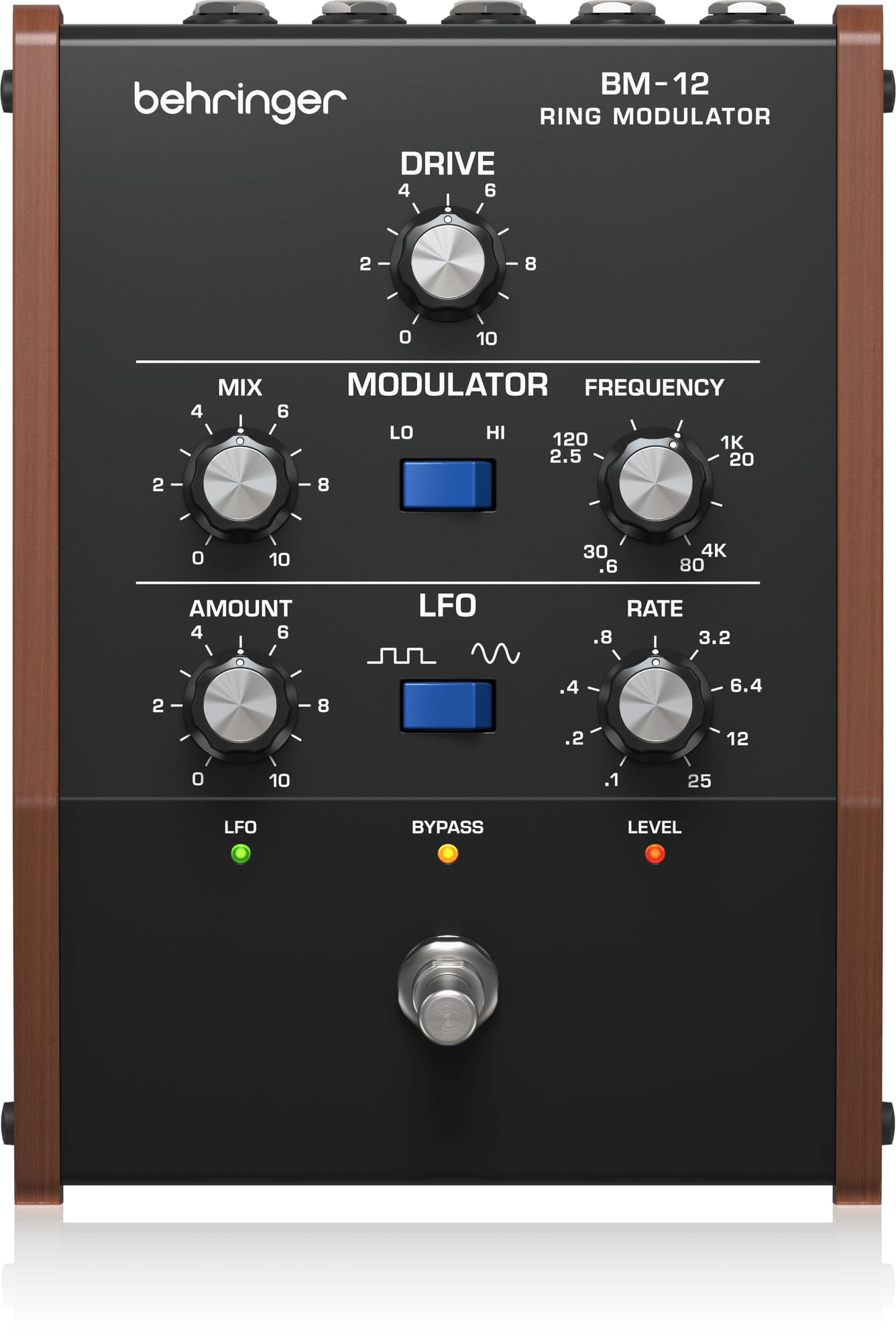 Behringer BM-12 Ring Modulator Pedal - Vintage Analog Ring Modulation, Rate/Amount/Mix/Frequency Controls, Carrier Input & Exter