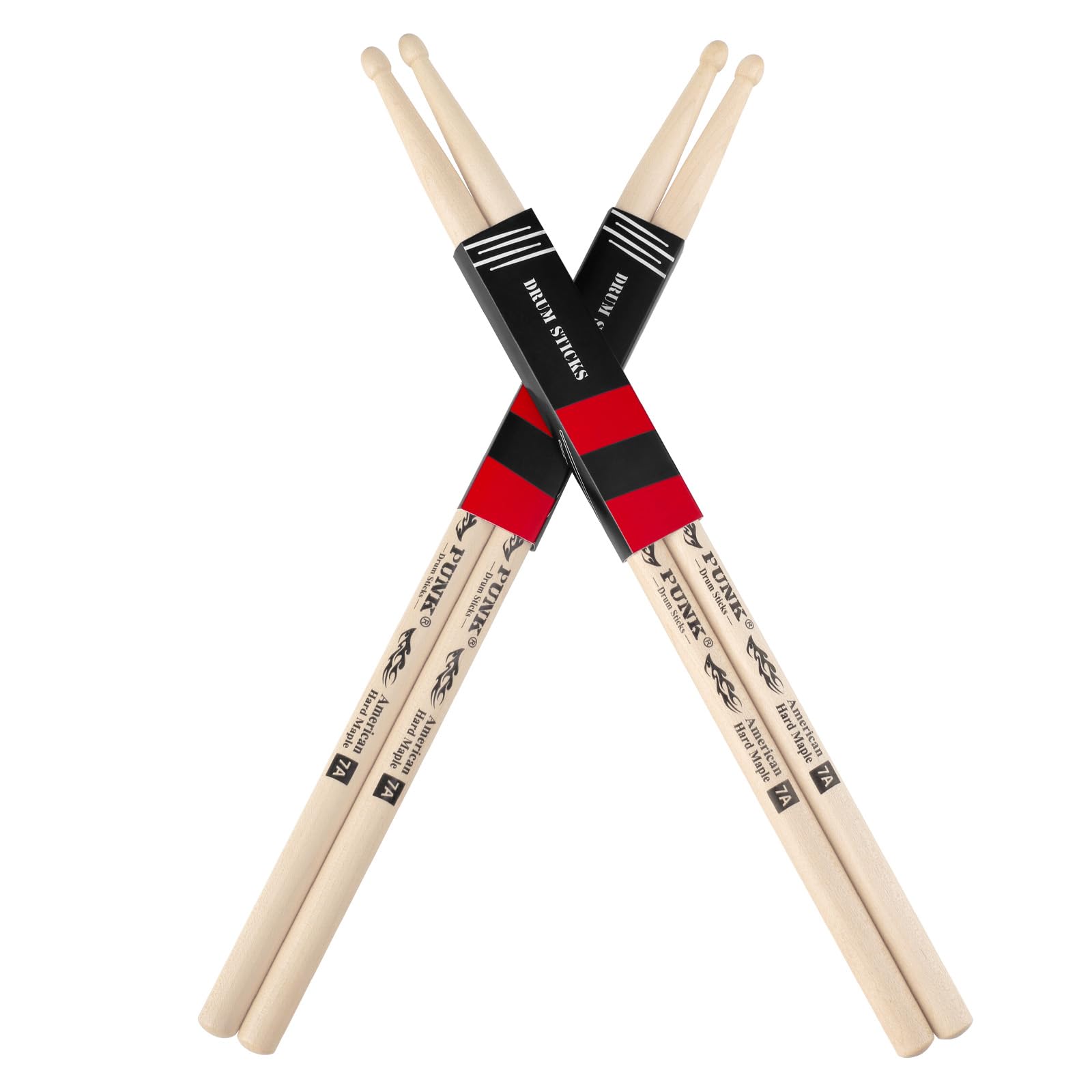 Drum Sticks 2 Pairs Drumsticks 7a American Hard Maple Wood Tip Drum Stick Ideal for Drummers of All Levels,Used for Drums, Percu