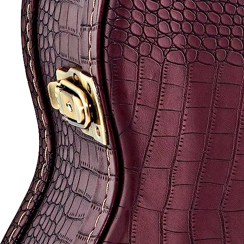 Ortega Guitars Full Size Classical Arched Deluxe Hardshell Case-15 mm Velvet Padding-Modern Brown Croco w/Vinatge Bronze Hardwar