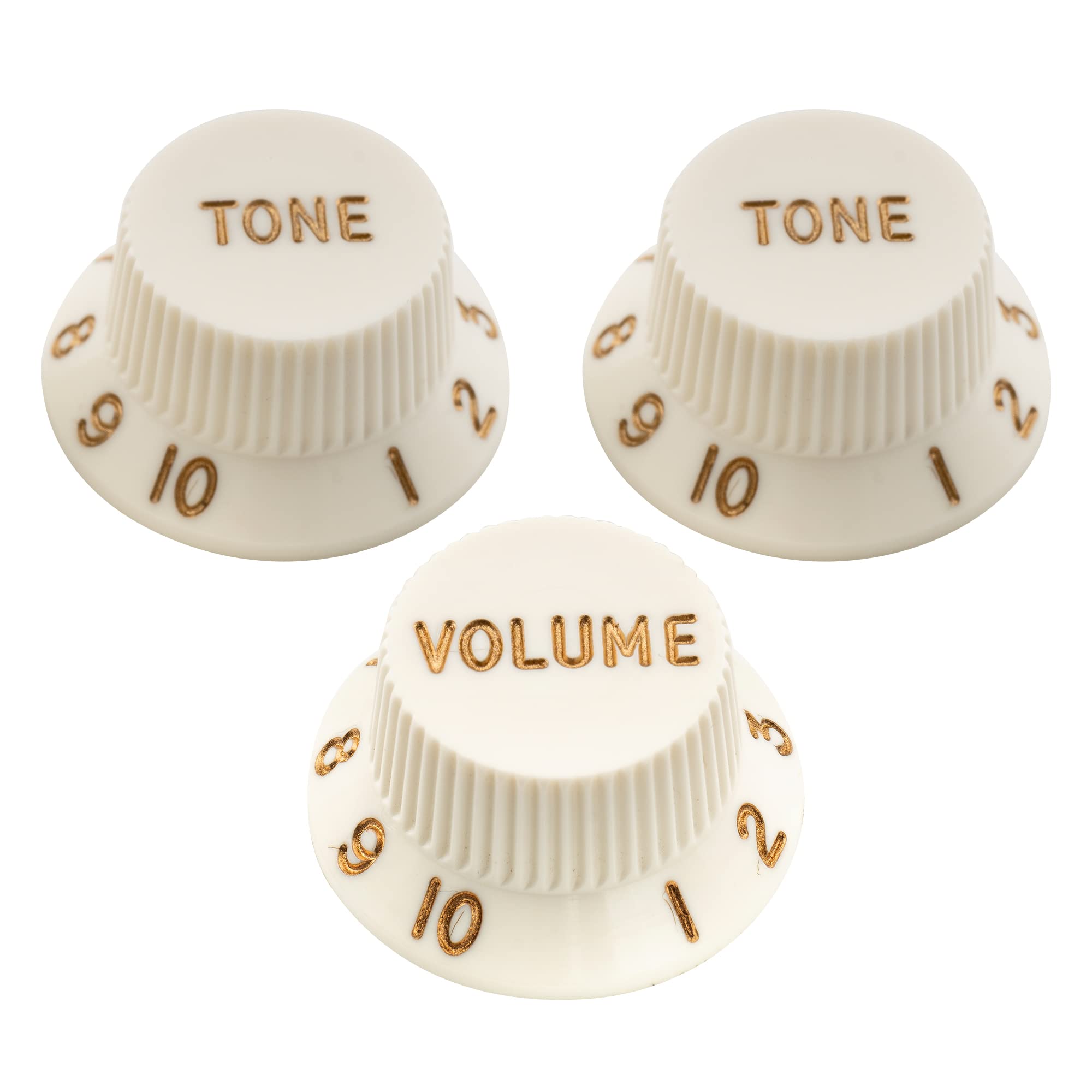Musiclily Ultra Universal Fitting Size Strat Knobs 2 Tone 1 Volume Set For Fender Stratocaster St Style Electric Guitar, Aged Wh