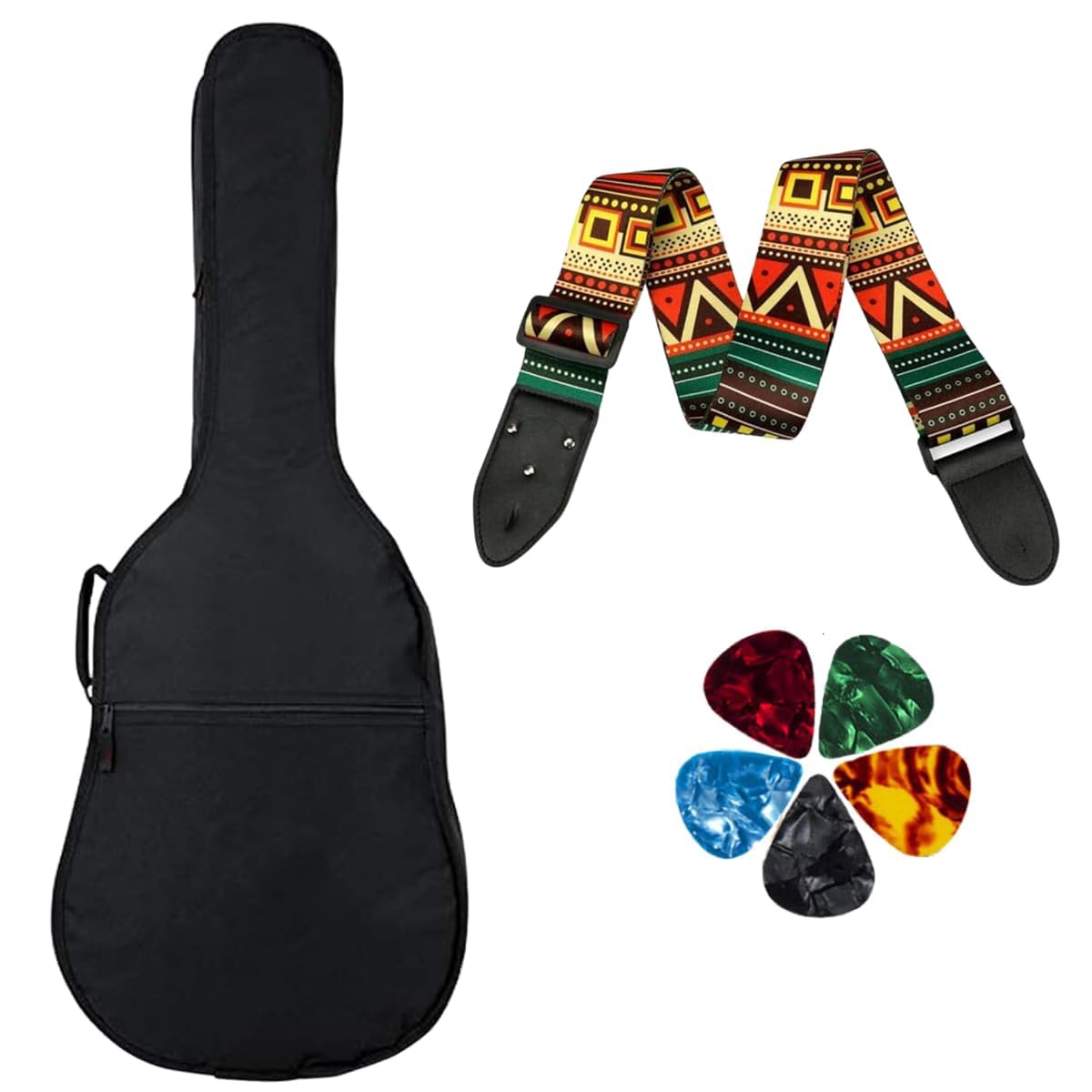 Skycell Acoustic Guitar Bag Foam Padded Guitar Cover For 38, 39, 40, 41 Inch With Adjustable Guitar Strap And Picks For Acoustic
