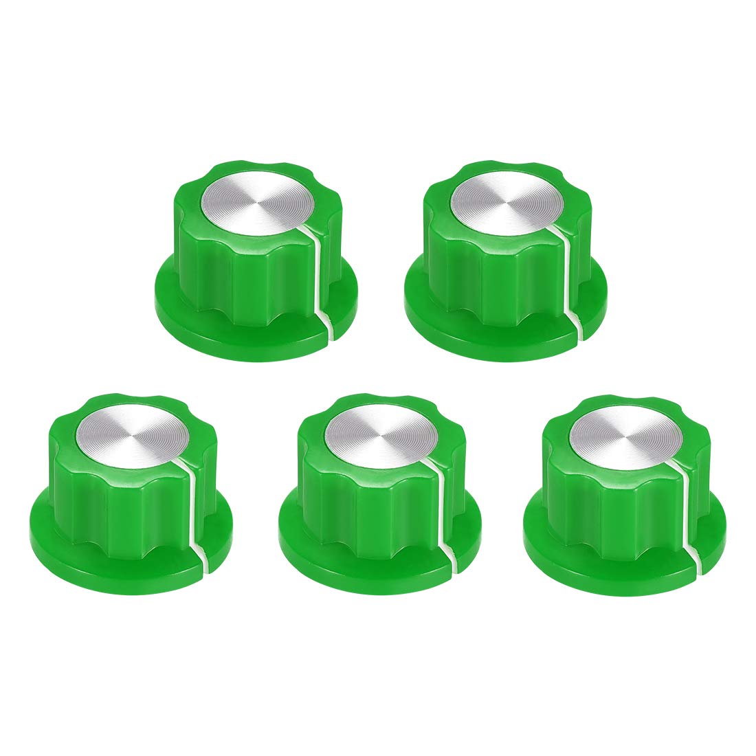 Uxcell 5Pcs 6.4Mm Shaft Hole Potentiometer Volume Control Rotary Knobs Effect Pedal Knobs Green
