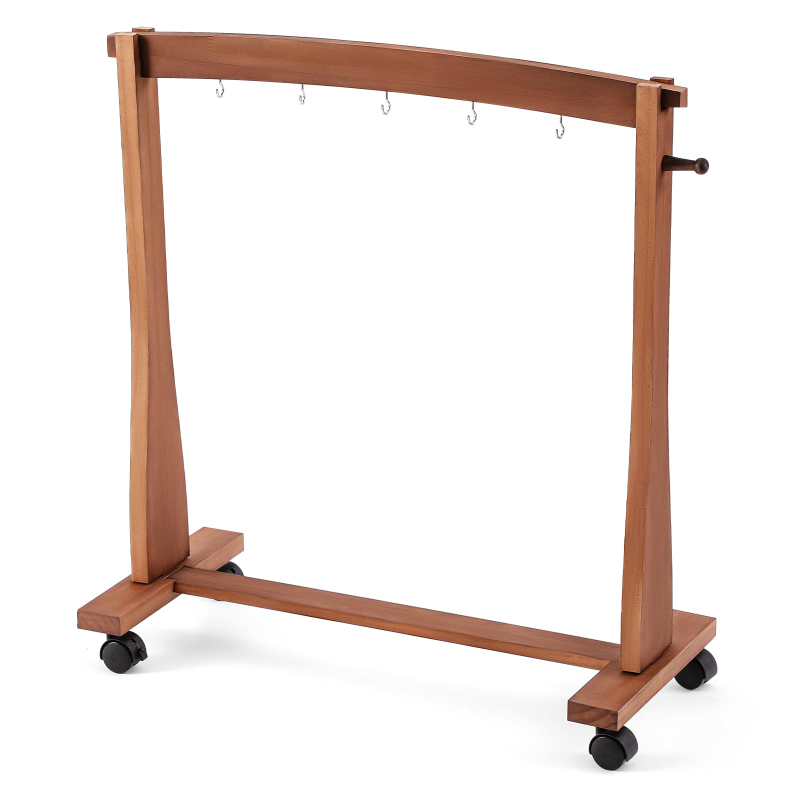 Ripeng Gong Chimes Wood Stand for 14 to 22 Gongs with Base for 1 Gong or 5 Chimes Wood Drum Stand with Brake Pulley for Sound Th