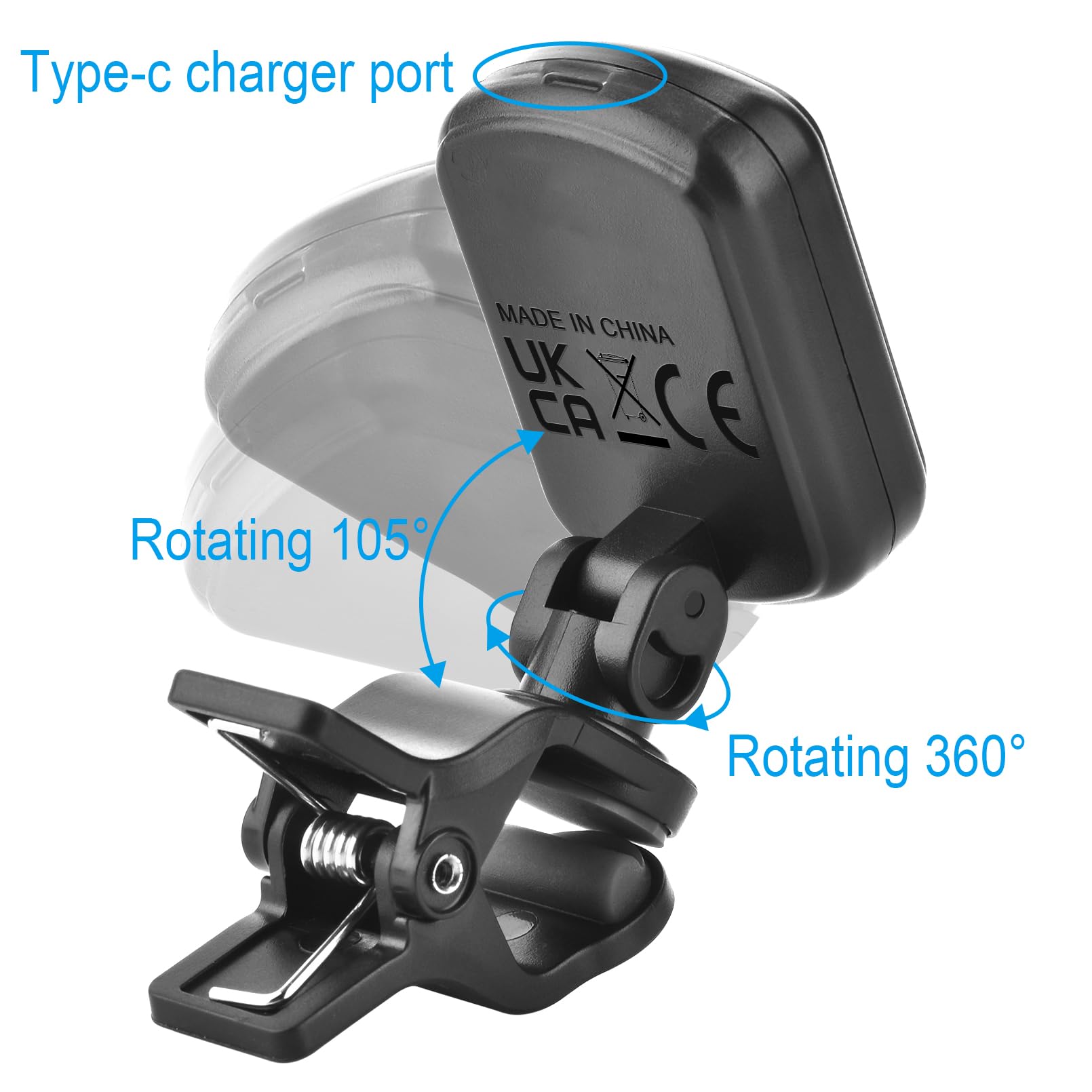 MOREYES Rechargeable Guitar Tuner Clip On with 28Pcs Guitar Picks, Guitar Tuner for Acoustic Guitar, Electric Guitar, Bass, Ukul