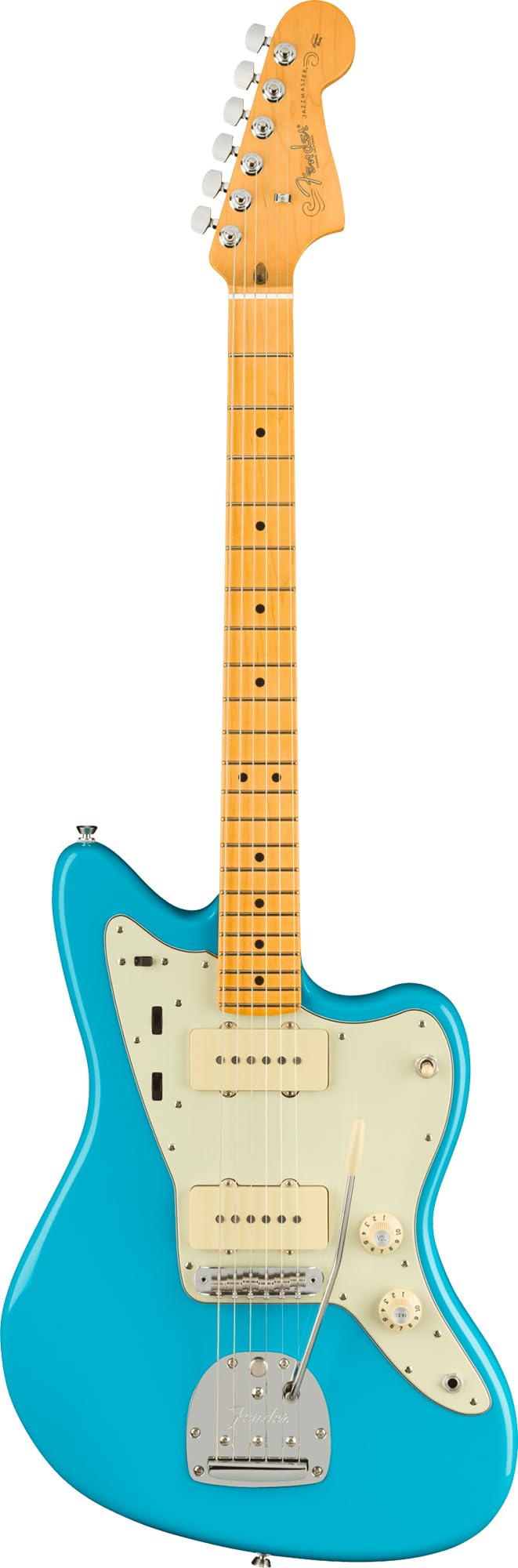 Fender American Professional II Jazzmaster - Miami Blue Bundle with Case, Strap, Cable, and Guitar Cleaning Kit
