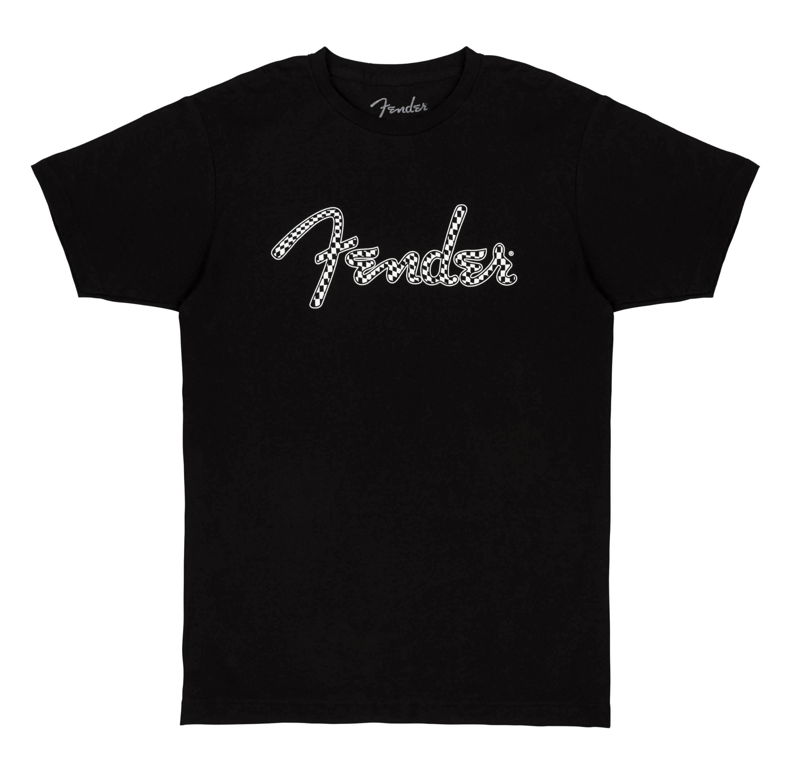 Fender Spaghetti Wavy Checker Logo T-Shirt, 100% Cotton, Black, Xl
