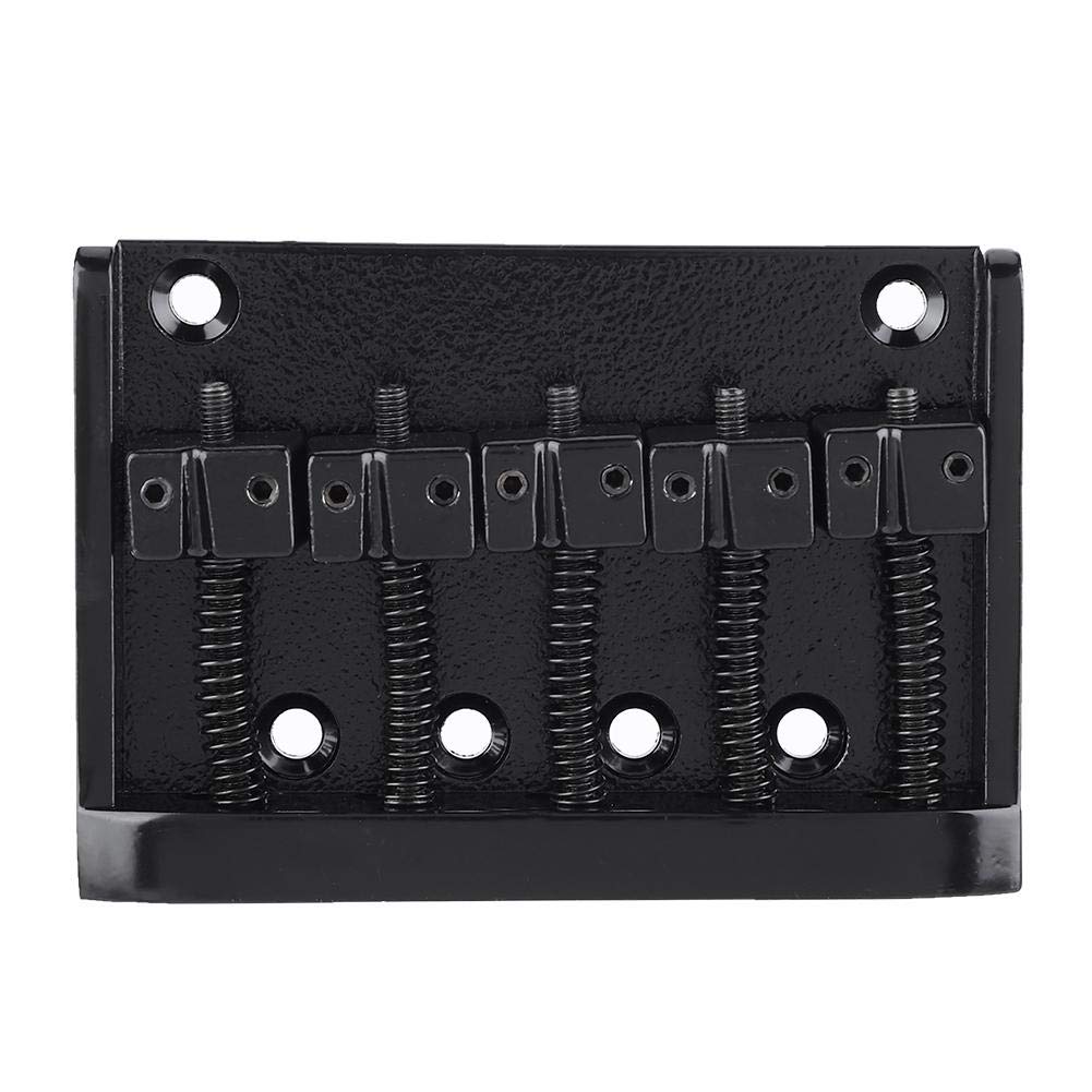 Fafeims Metal 5 String Guitar Saddle Bridge Plate Electric Bass Bridge Tailpiece Replacement Accessory(Black)