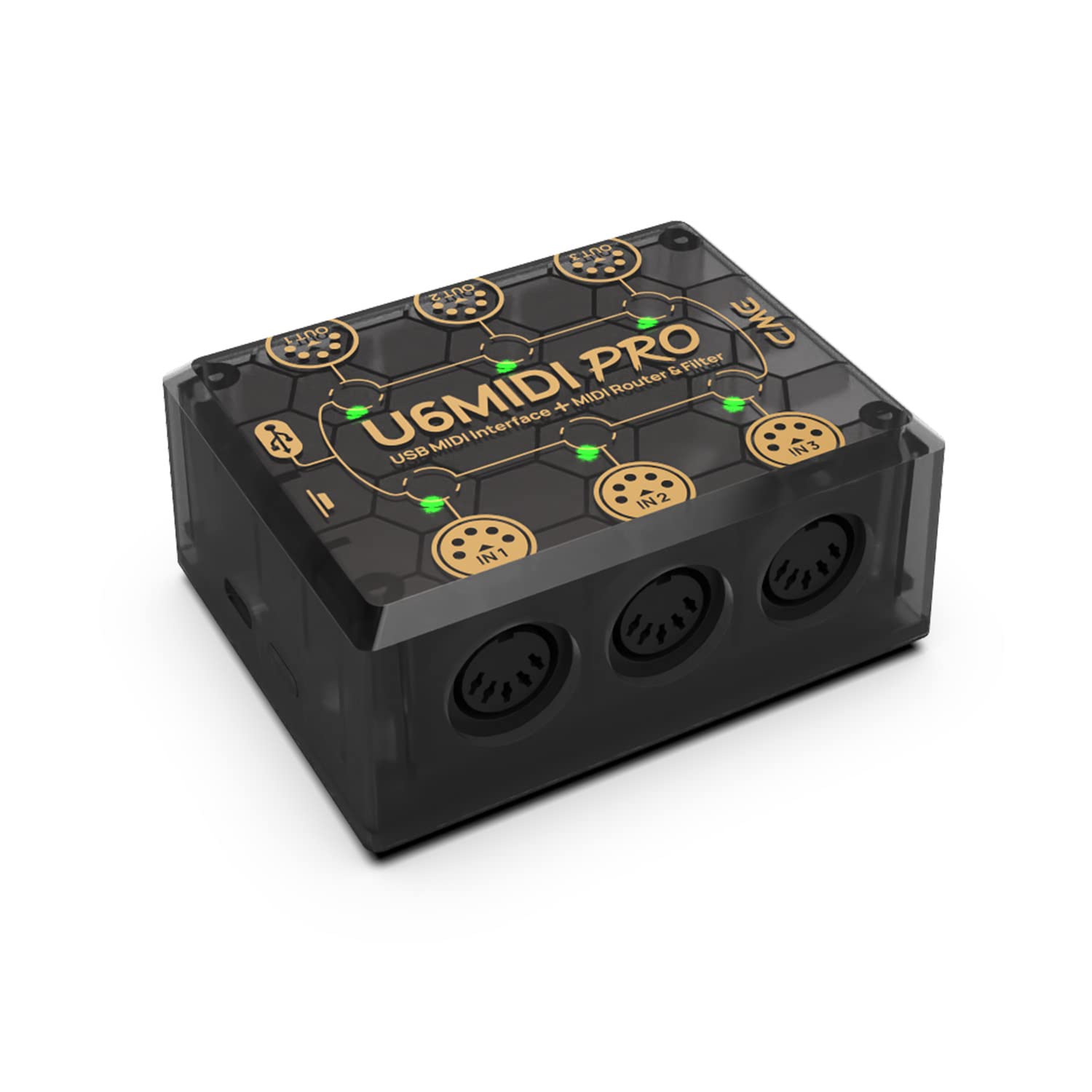 CME U6MIDI Pro - MIDI Interface with Router, Mapper, and Filter - Plug-and-play USB MIDI for computers - Standalone 3-in-3-out M