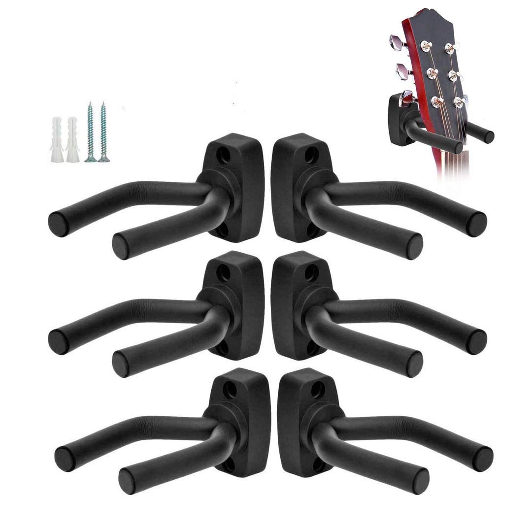 Veidia 6 Pcs Guitar Hangers Keep Hook Holder Wall Mount For All Size Guitars, Bass, Mandolin, Banjo