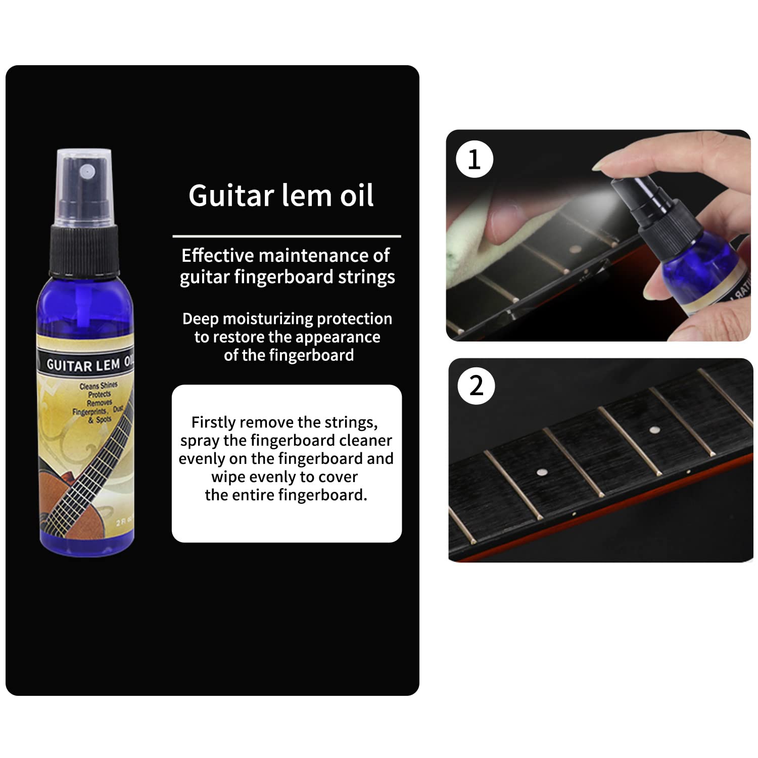 Premium Guitar Care 3-Piece Kit,Lemon oil,Polish,Guitar String oil,for guitar cleaning and maintenance