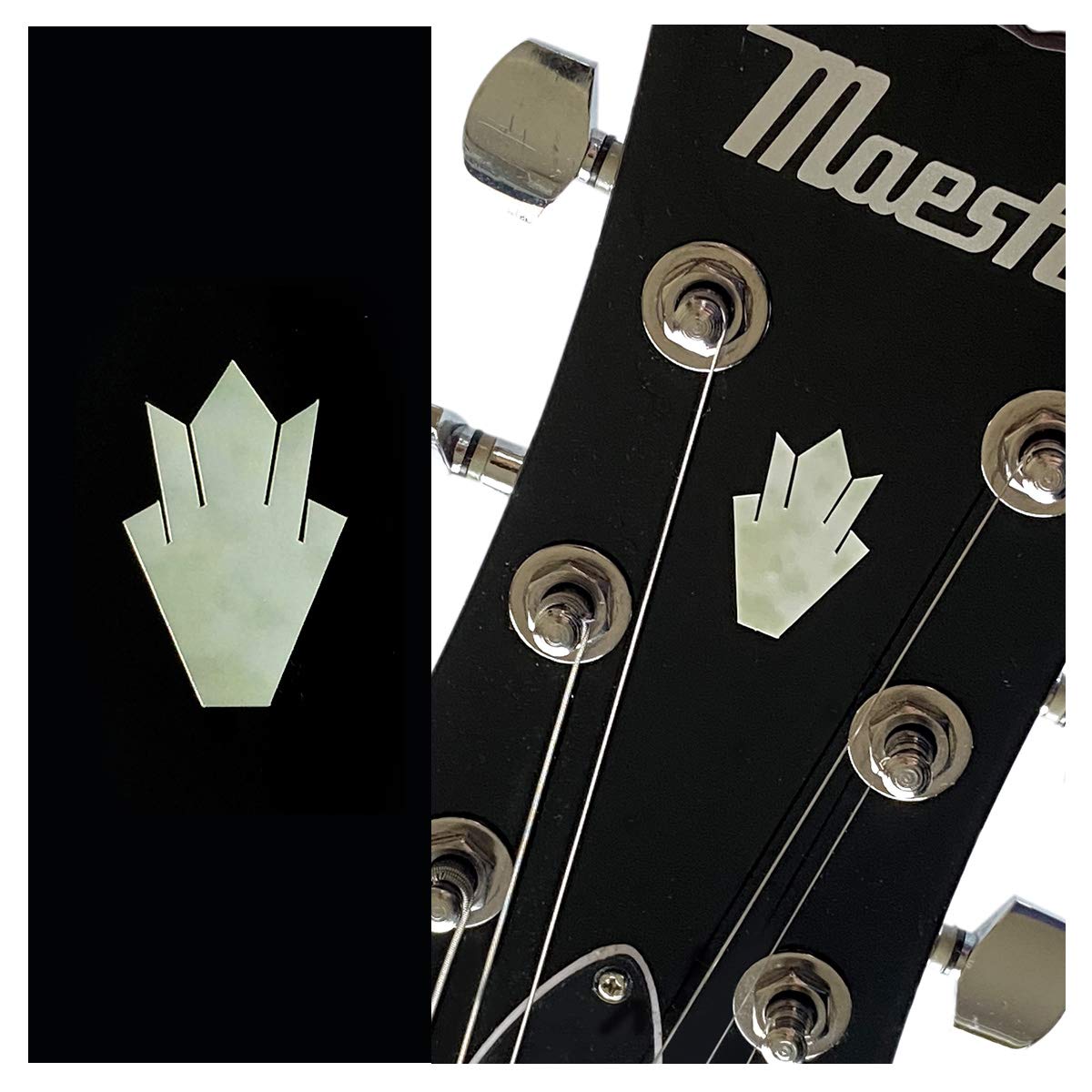 Jacamou H-109Cc-Wt-Set Closed Crown (Wt) Inlay Stickers For Guitar Head, Set Of 2
