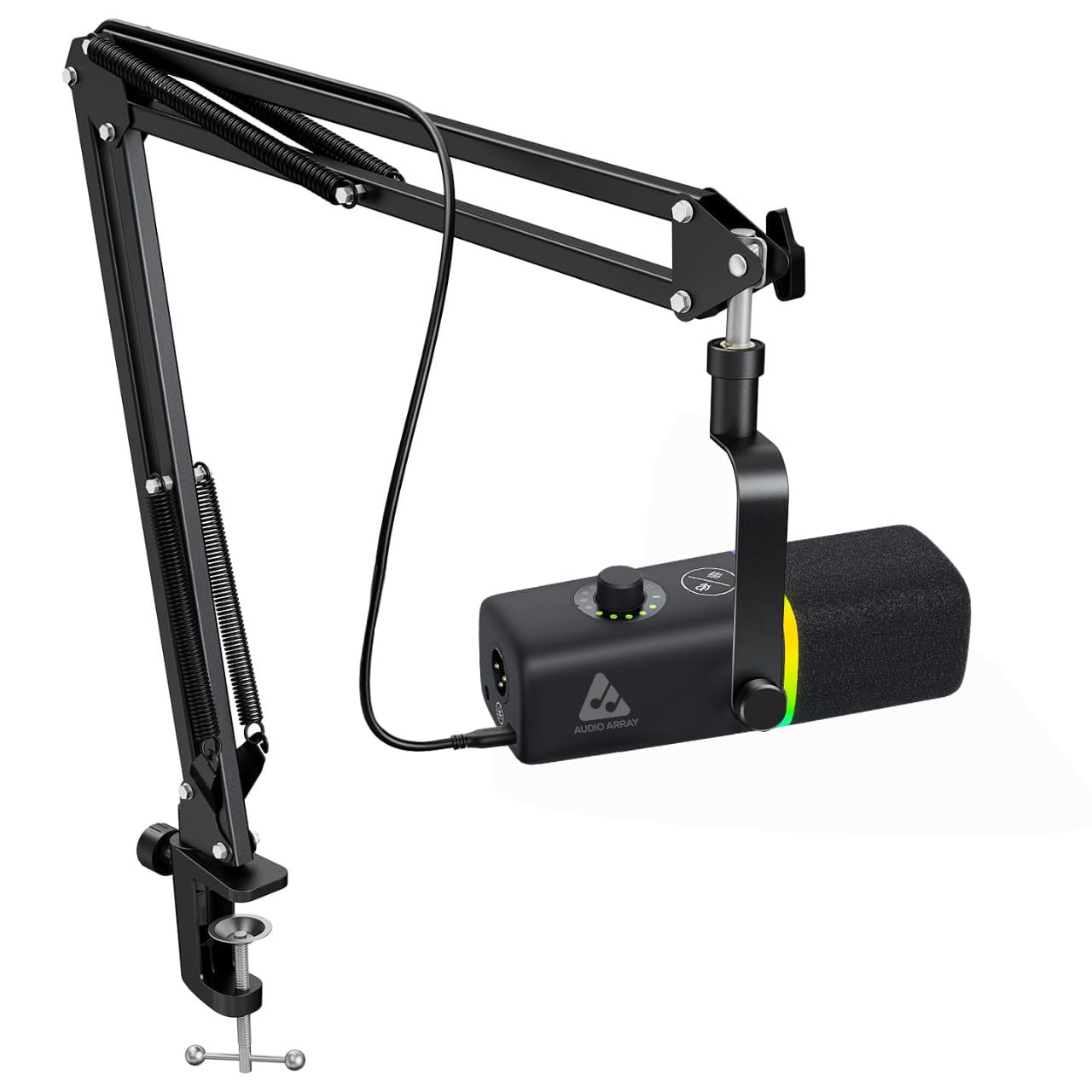 Audio Array Am-C45 Xlr/Usb Pro Rgb Dynamic Microphone Kit | 192Khz/24Bit Studio Quality Output | Volume Control, Mute And Noise 